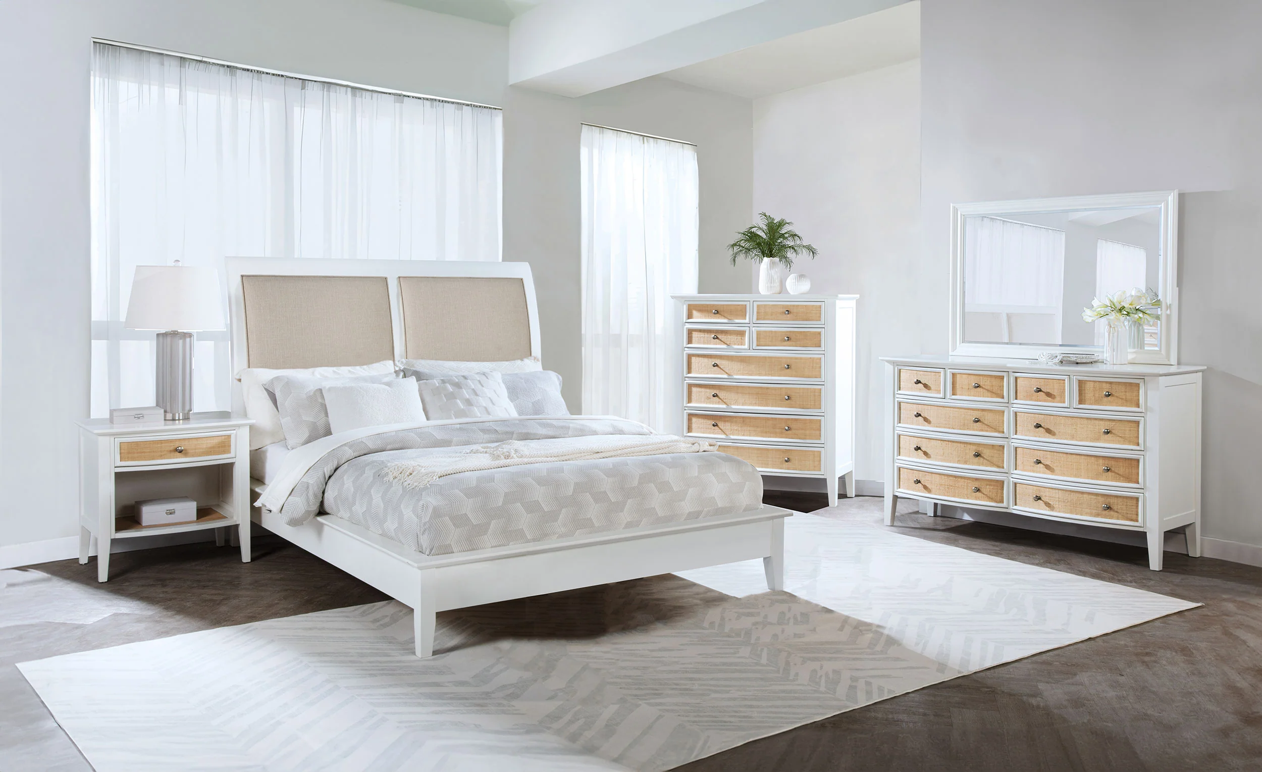 Bexhill 10-Drawer Dresser and Mirror in White - Image 15