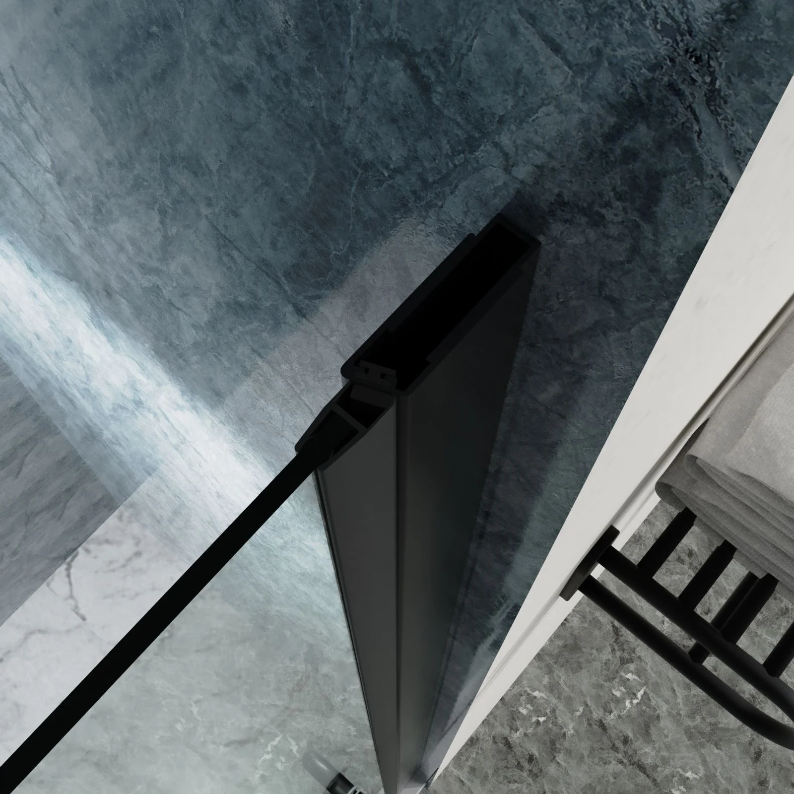 Bi-Fold Semi-Frameless Shower Doors In Matte With Clear Glass - Image 3