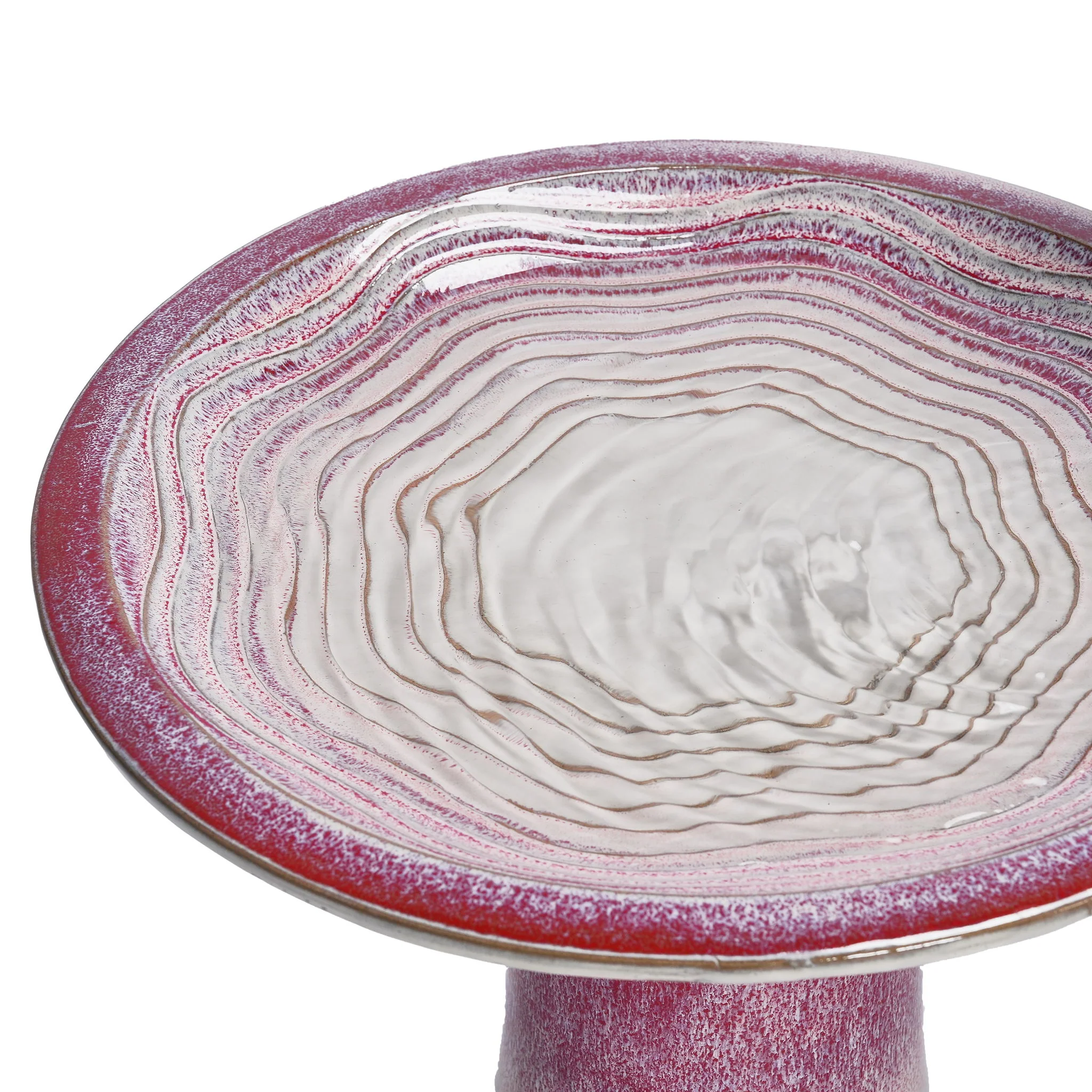 Birdbath For Patio, Garden - White / Pink - Image 6