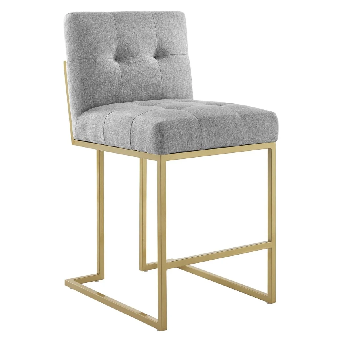 Biscuit Tufted Fabric Counter Stool – Gold Stainless Steel 38 Inch - Image 6