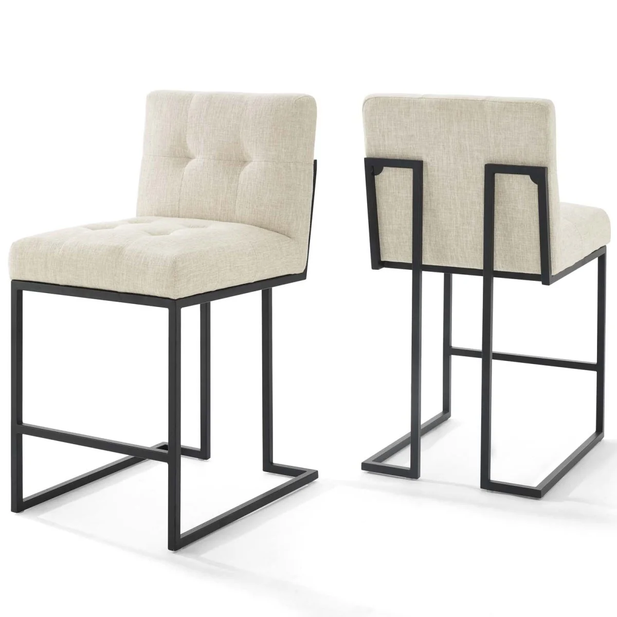 Biscuit Tufted Fabric Counter Stool Set of 2