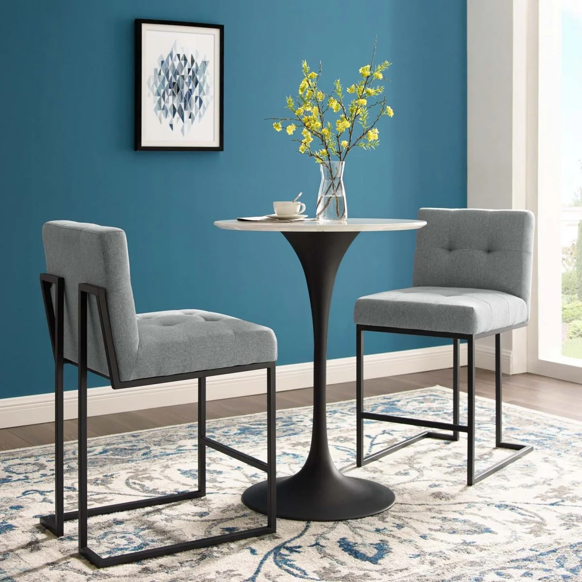Biscuit Tufted Fabric Counter Stool Set of 2 - Image 6