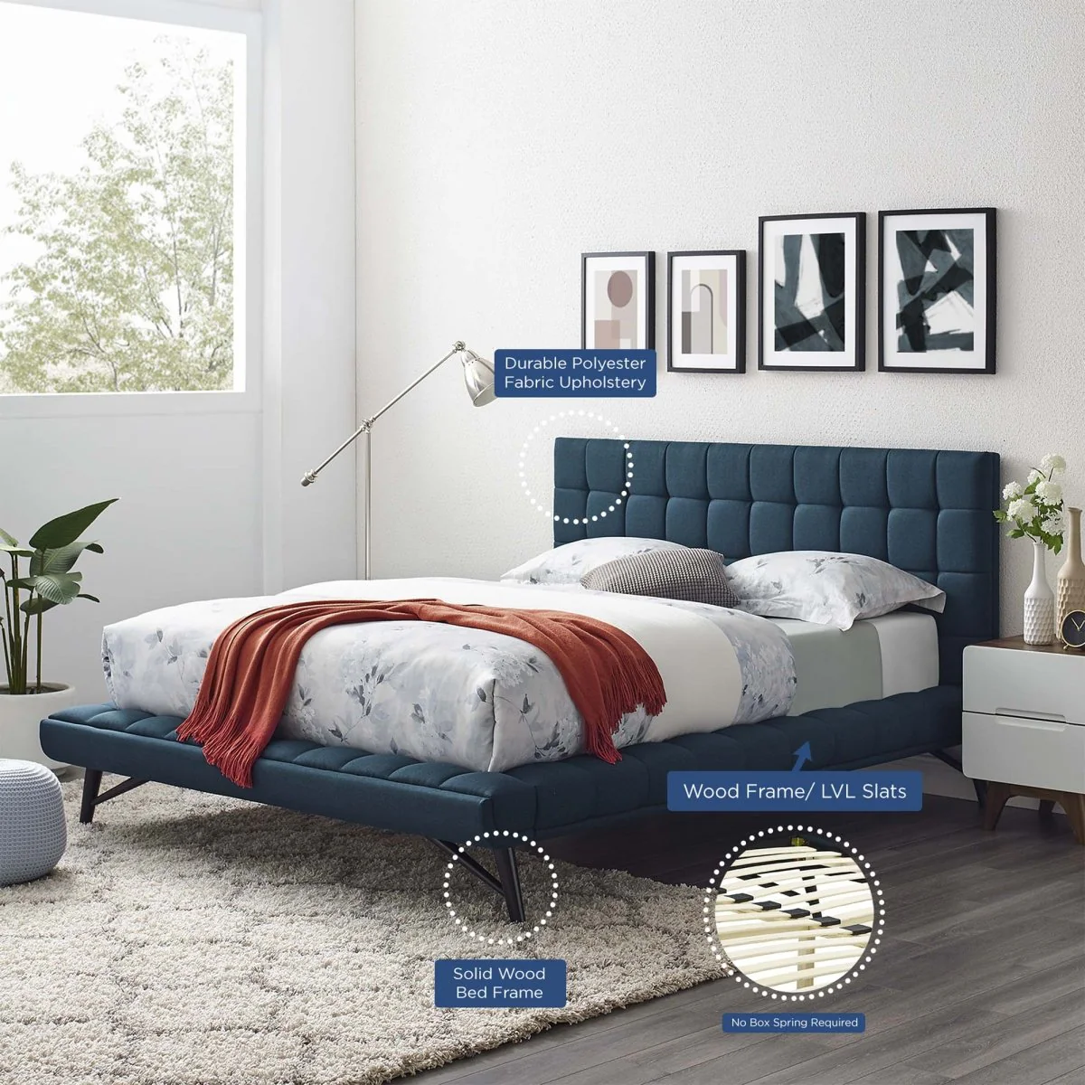 Biscuit Tufted Performance Velvet Queen Platform Bed - Image 12