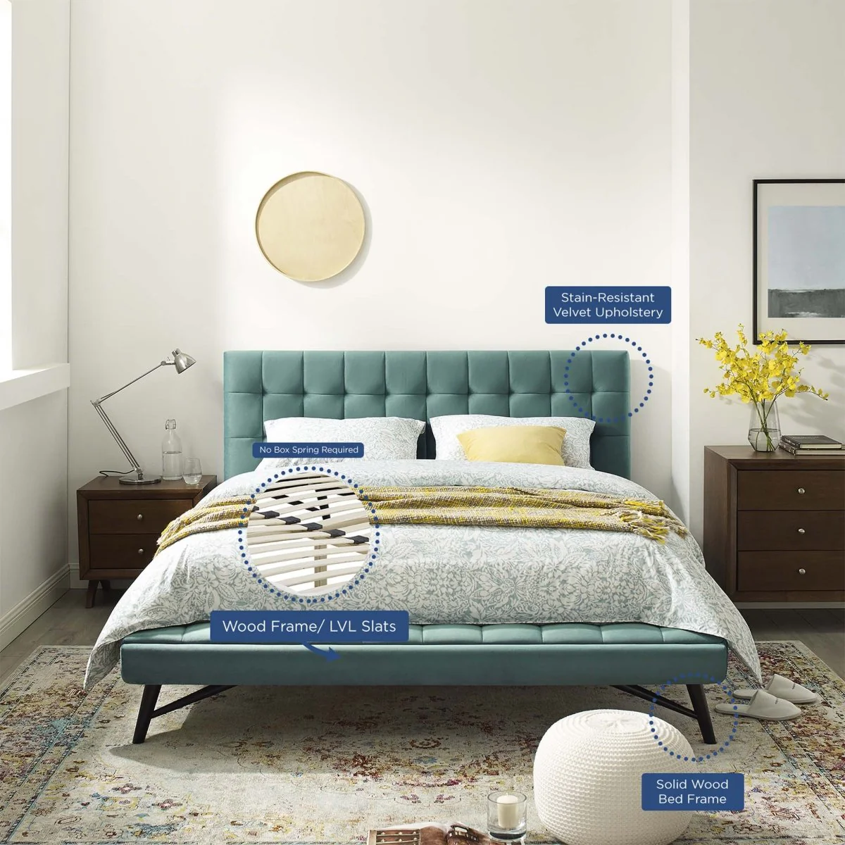 Biscuit Tufted Performance Velvet Queen Platform Bed - Image 27
