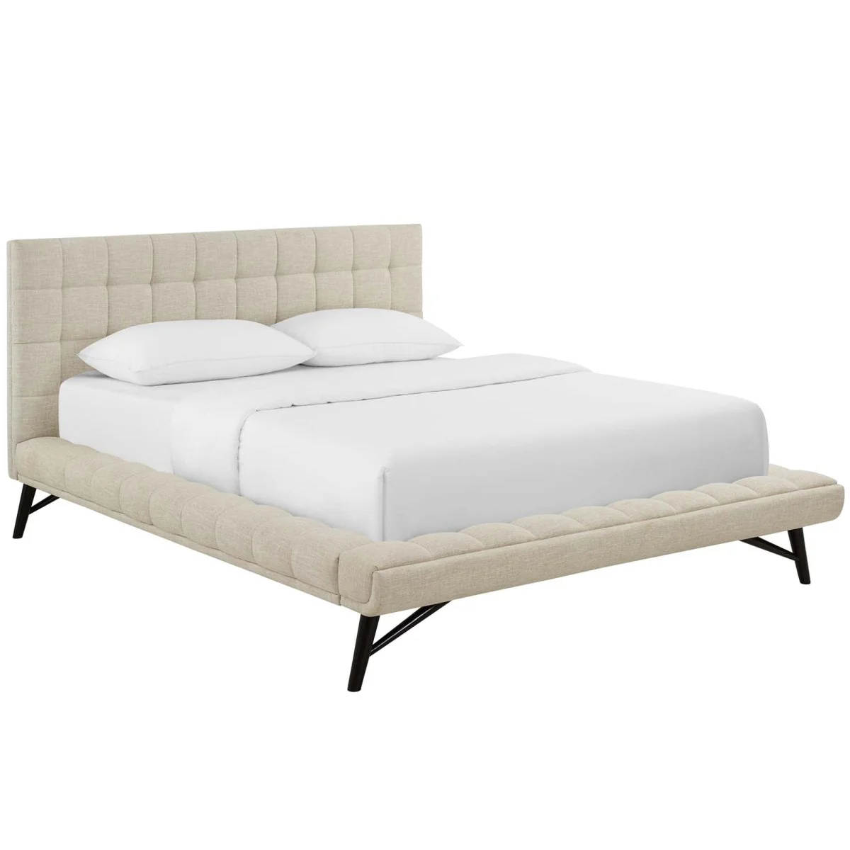 Biscuit Tufted Performance Velvet Queen Platform Bed - Image 6