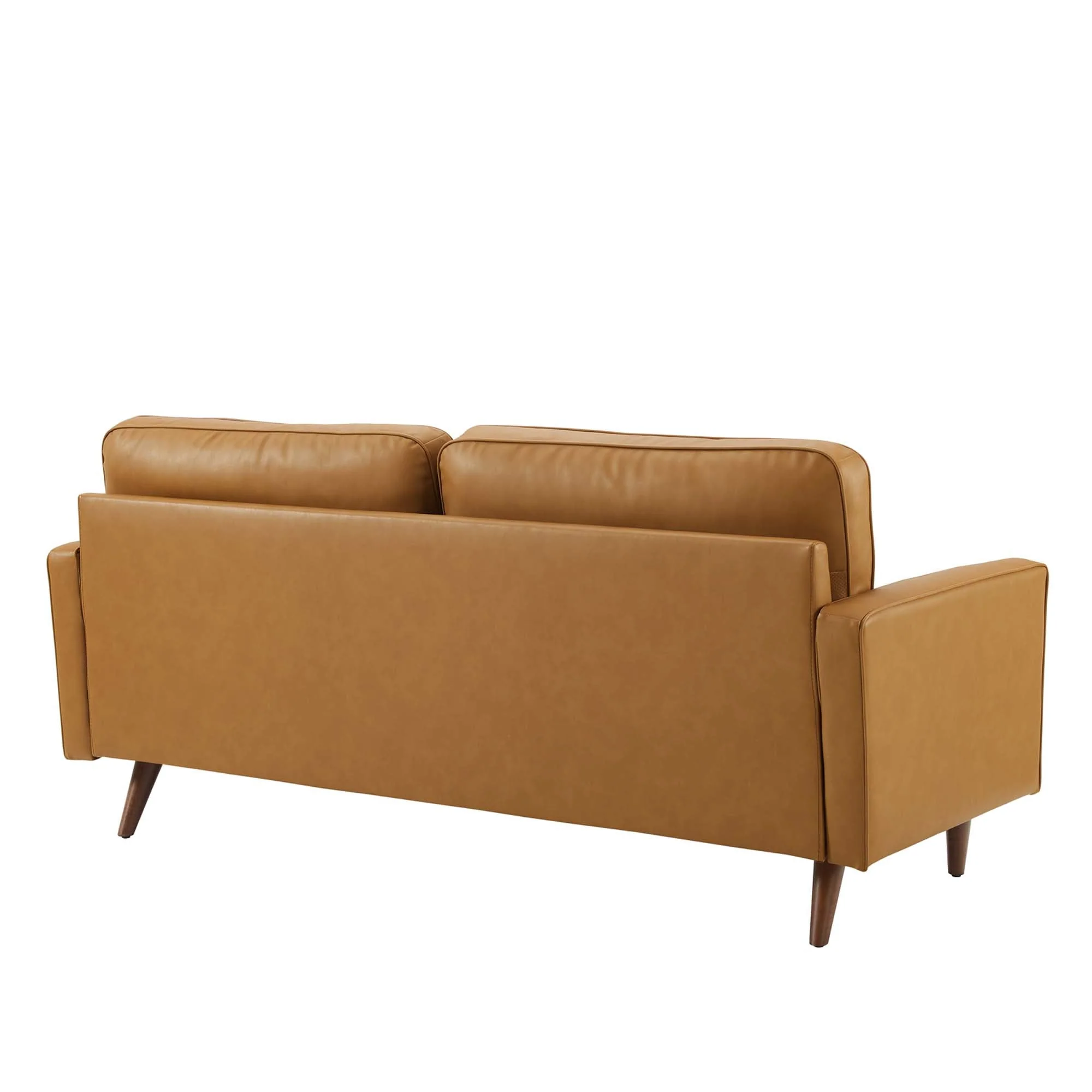 Biscuit Tufted Top-Grain Leather Sofa with Bolster Pillows - Image 10