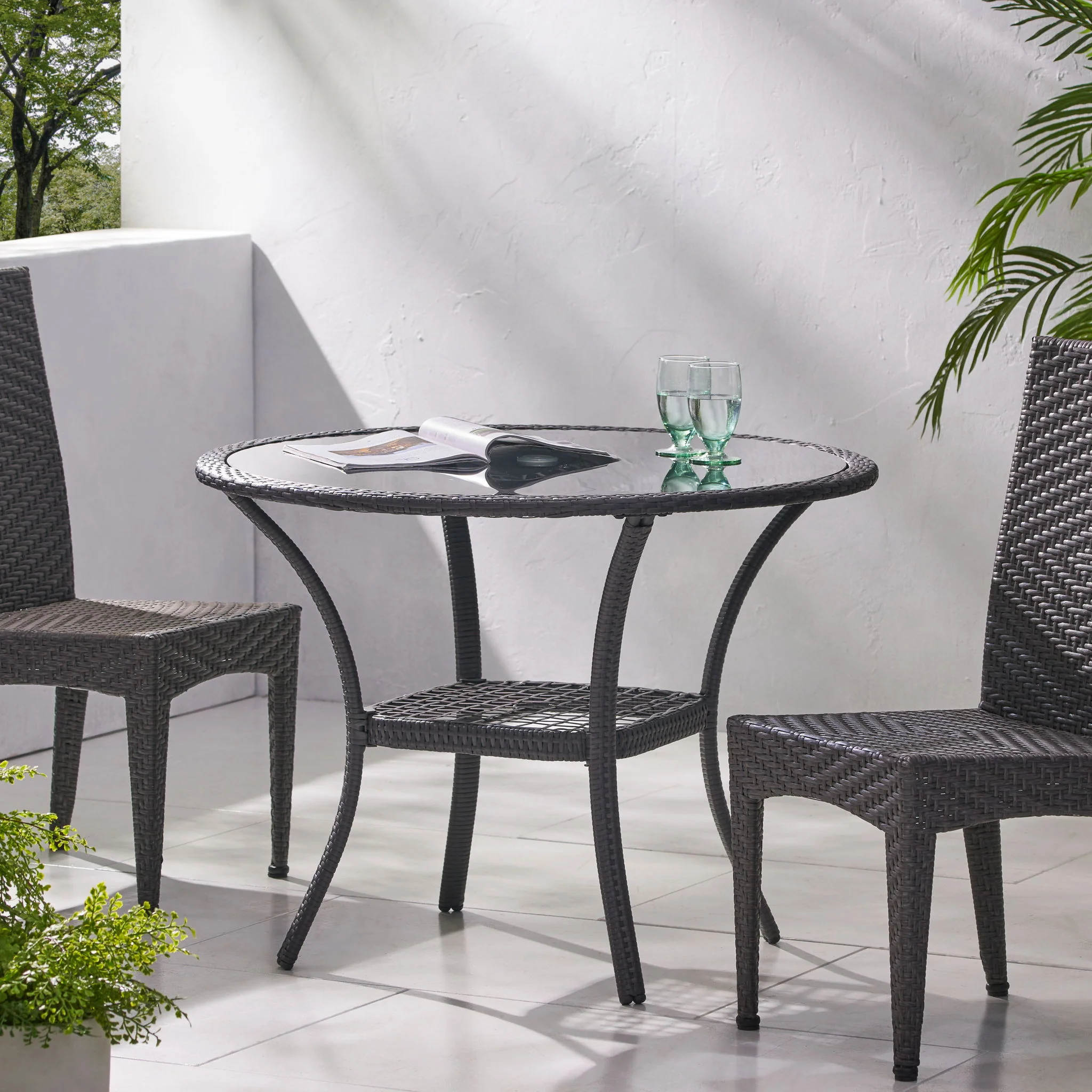 Bistro Table With Iron Frame And Glass Top - Gray - Image 8