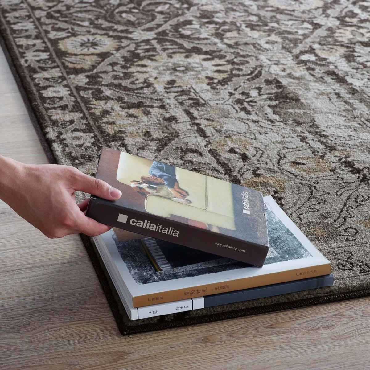 Black and Beige Distressed Diamond Floral Lattice Polypropylene Area Rug Collection - Image 5