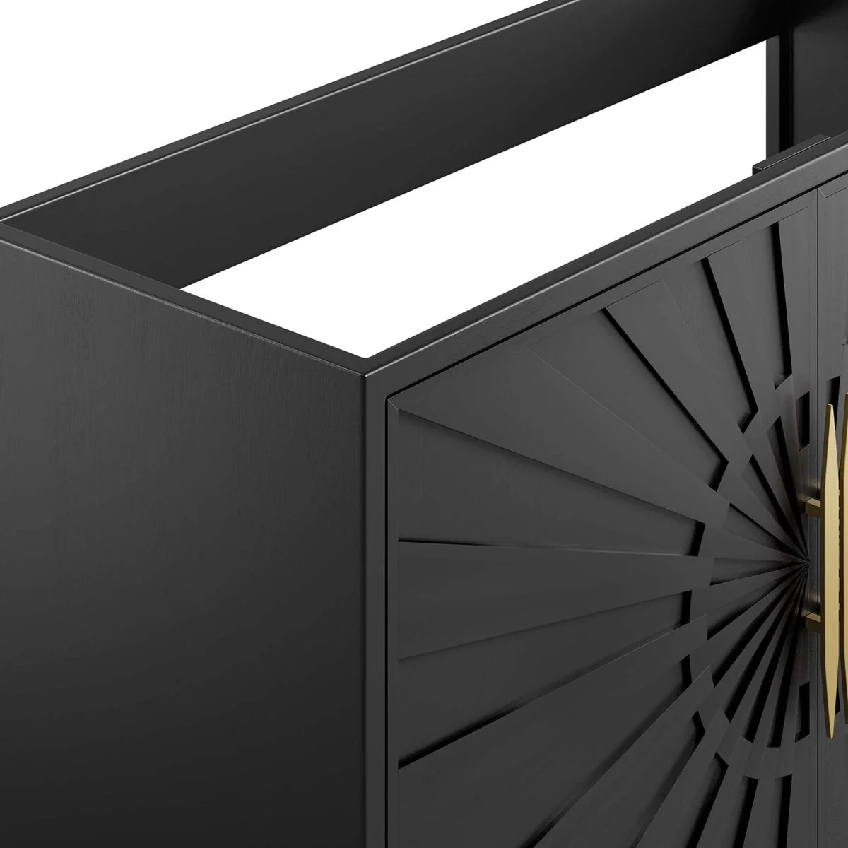 Black Modern Wood Bathroom Vanity Cabinet with Gold Base and Contemporary Hardware - Image 44