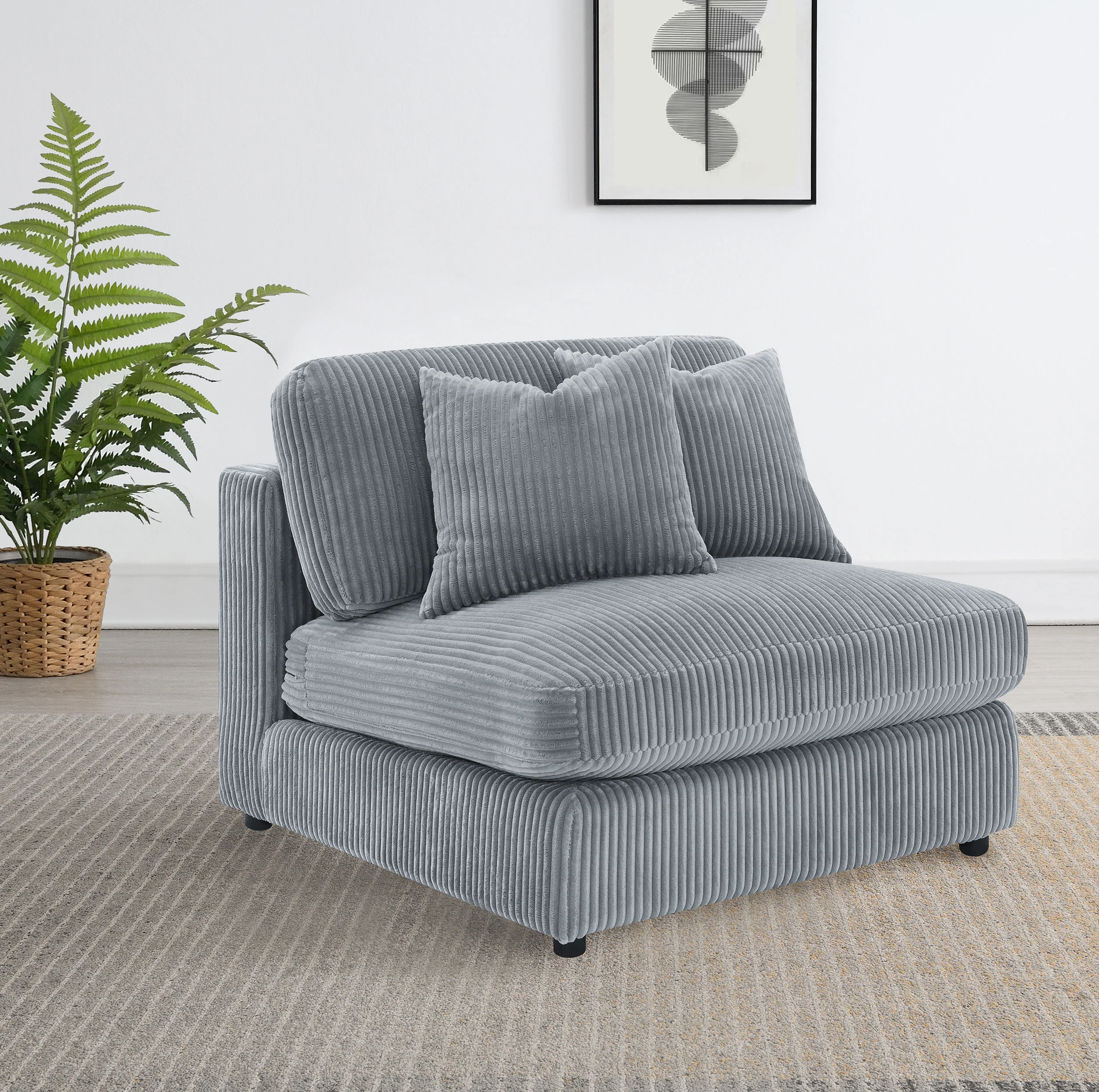 Blaine Upholstered Armless Chair in Fog - Image 3