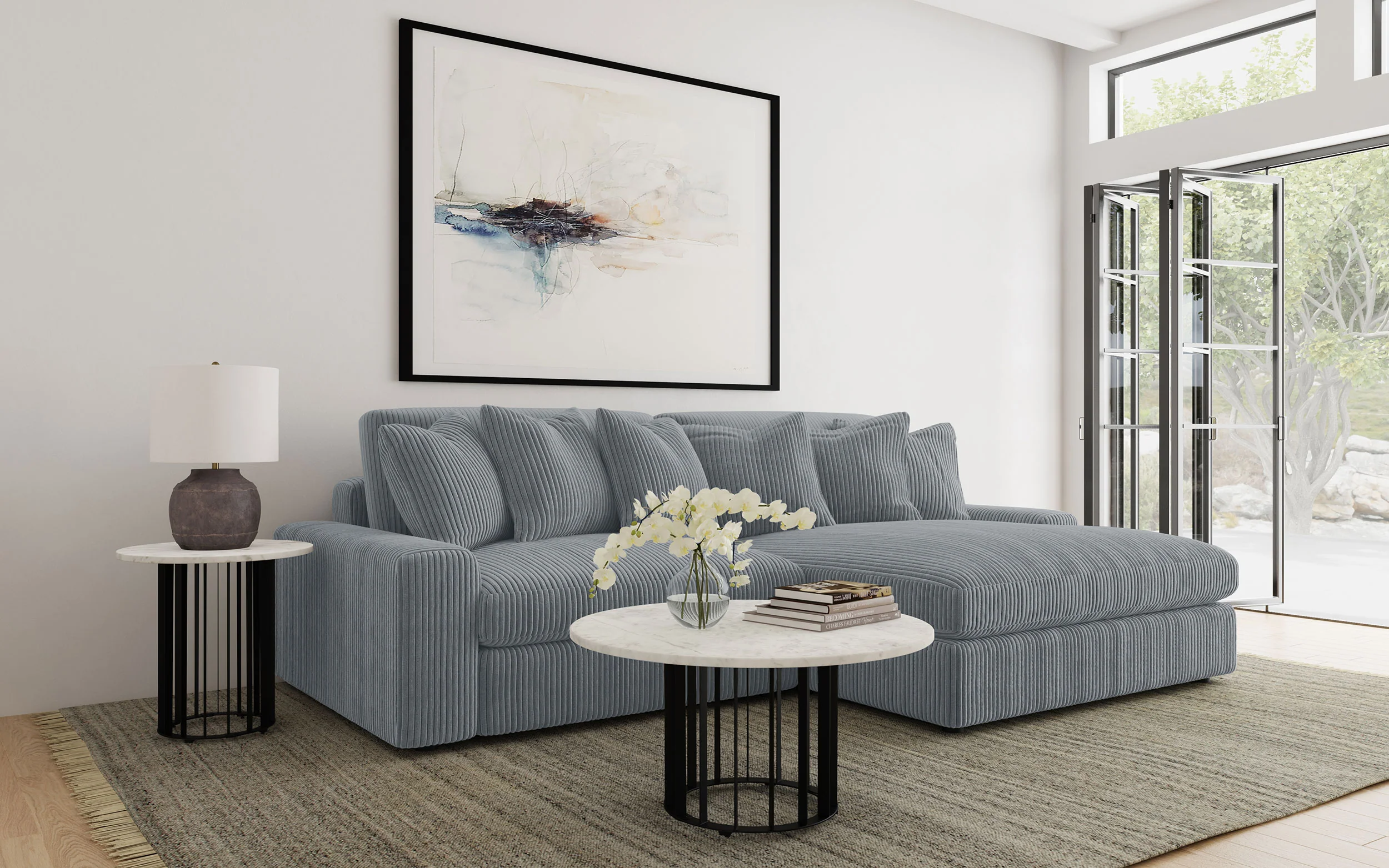 Blaine Upholstered Reversible Chaise Sectional Sofa - Fog - Image 2