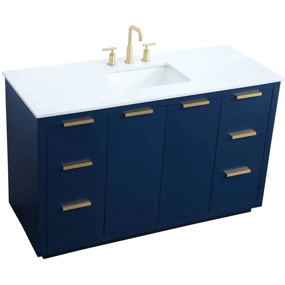 Blake 54 inch Free Standing Single Basin Vanity in Blue - Image 7