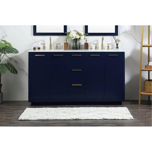 Blake 60 Inch Blue Double Sink Vanity with Quartz Top - Image 2
