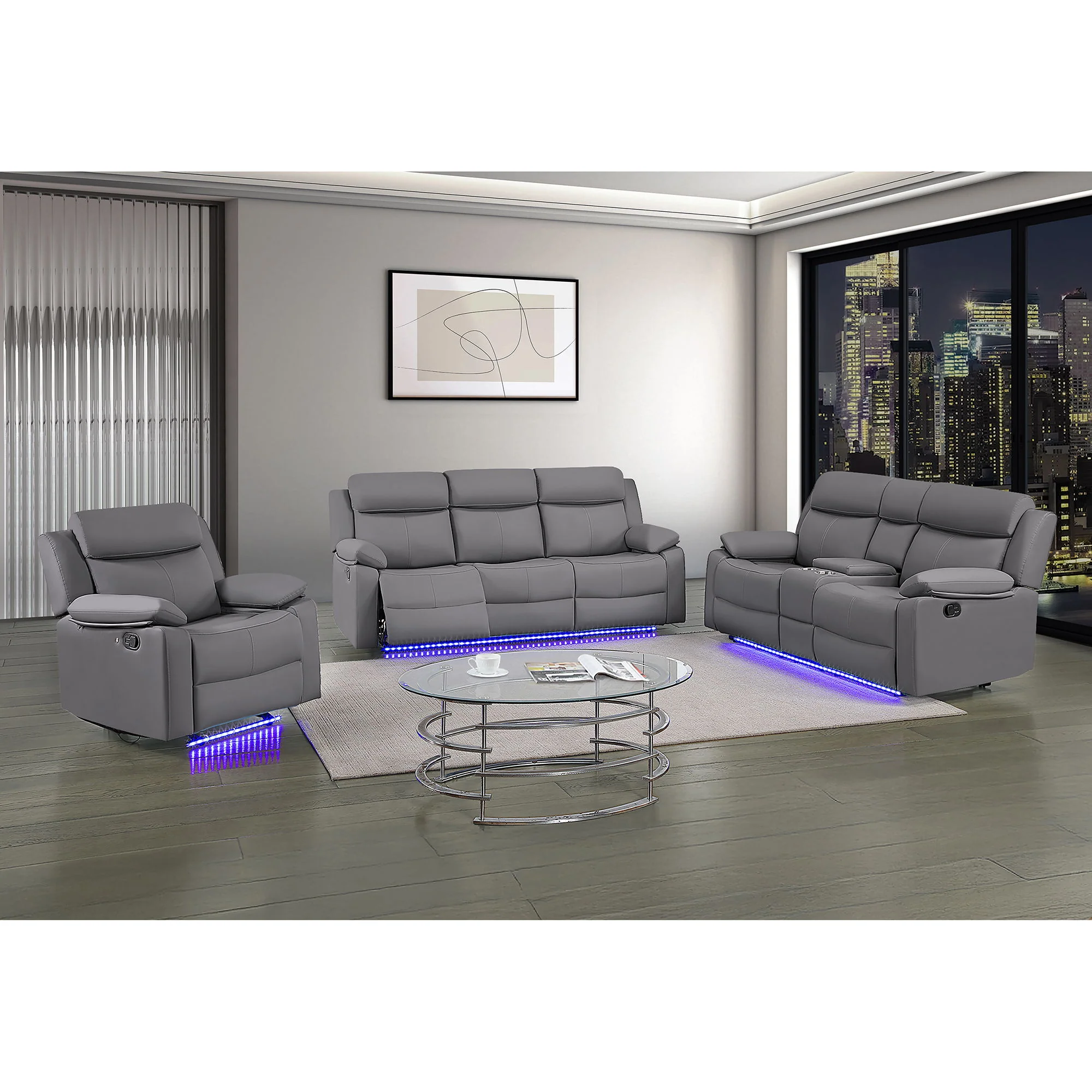 Blanche - Reclining Set With LED Lights With Pillow Top Arms - Image 8
