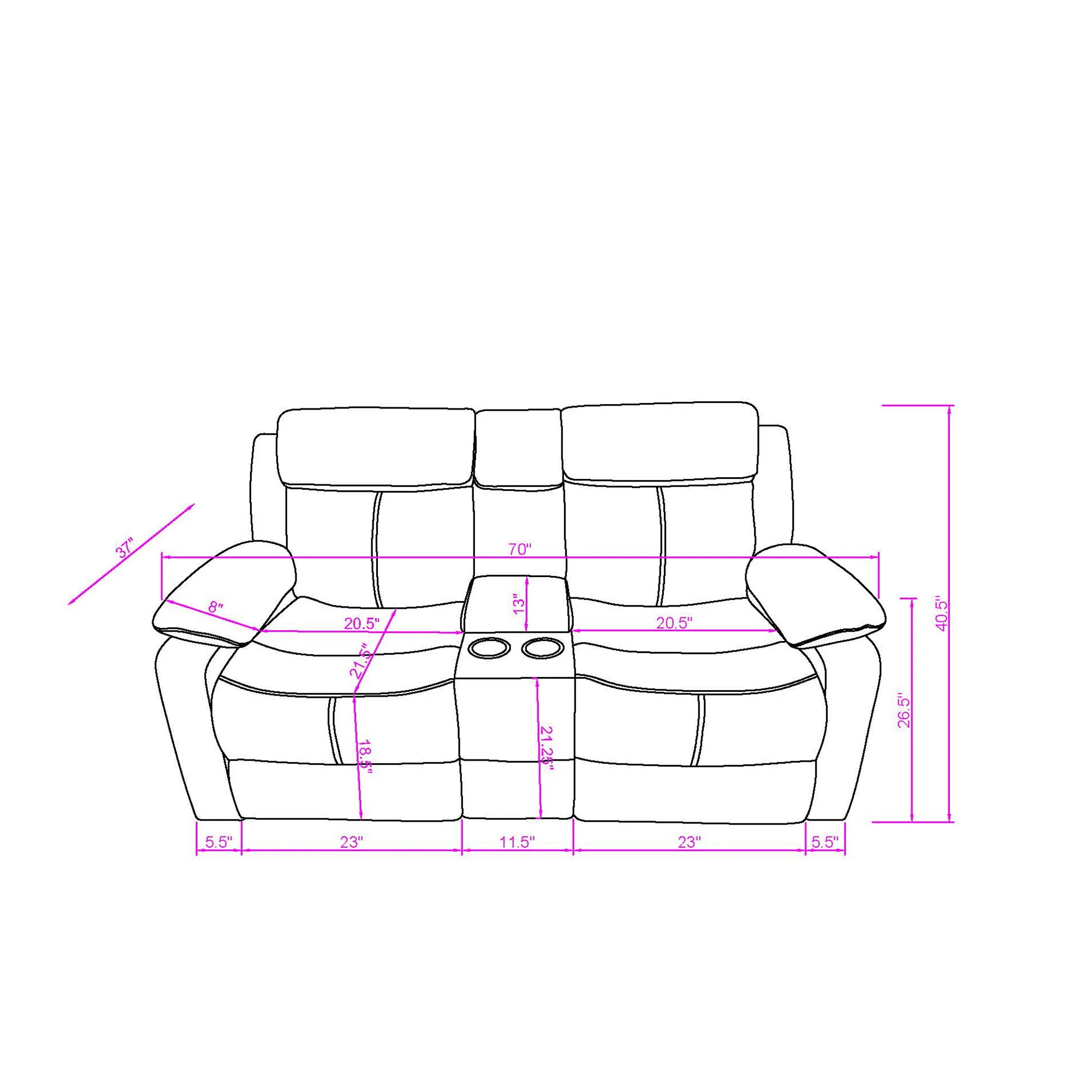 Blanche - Reclining Set With LED Lights With Pillow Top Arms - Image 9