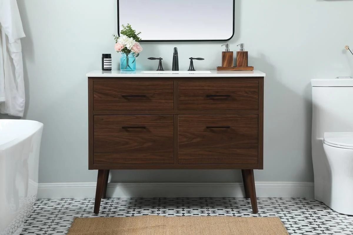 Boise 42 inch Free Standing Single Basin Vanity in Walnut - Image 2