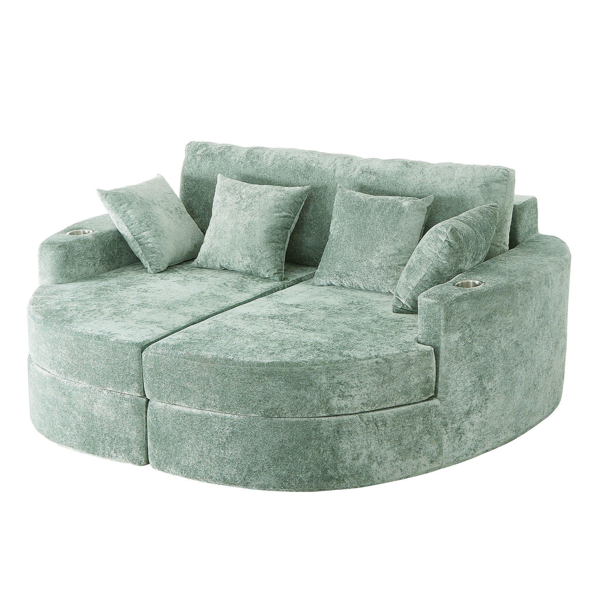 Boneless Design Upholstered Sofa Bed With Cup Holders - Image 15
