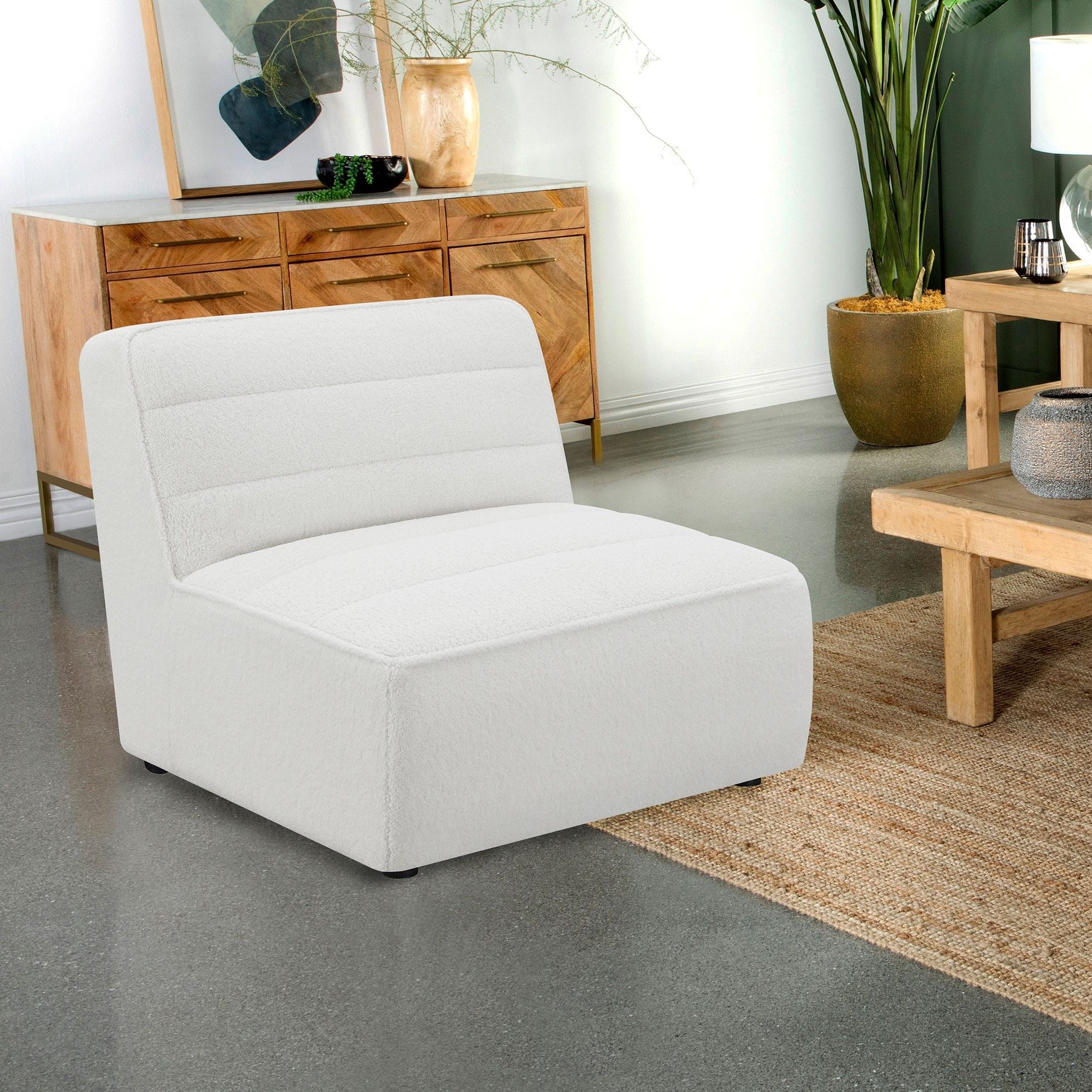 Bonnie - Upholstered Armless Chair With Channel Tufting - Ivory - Image 2