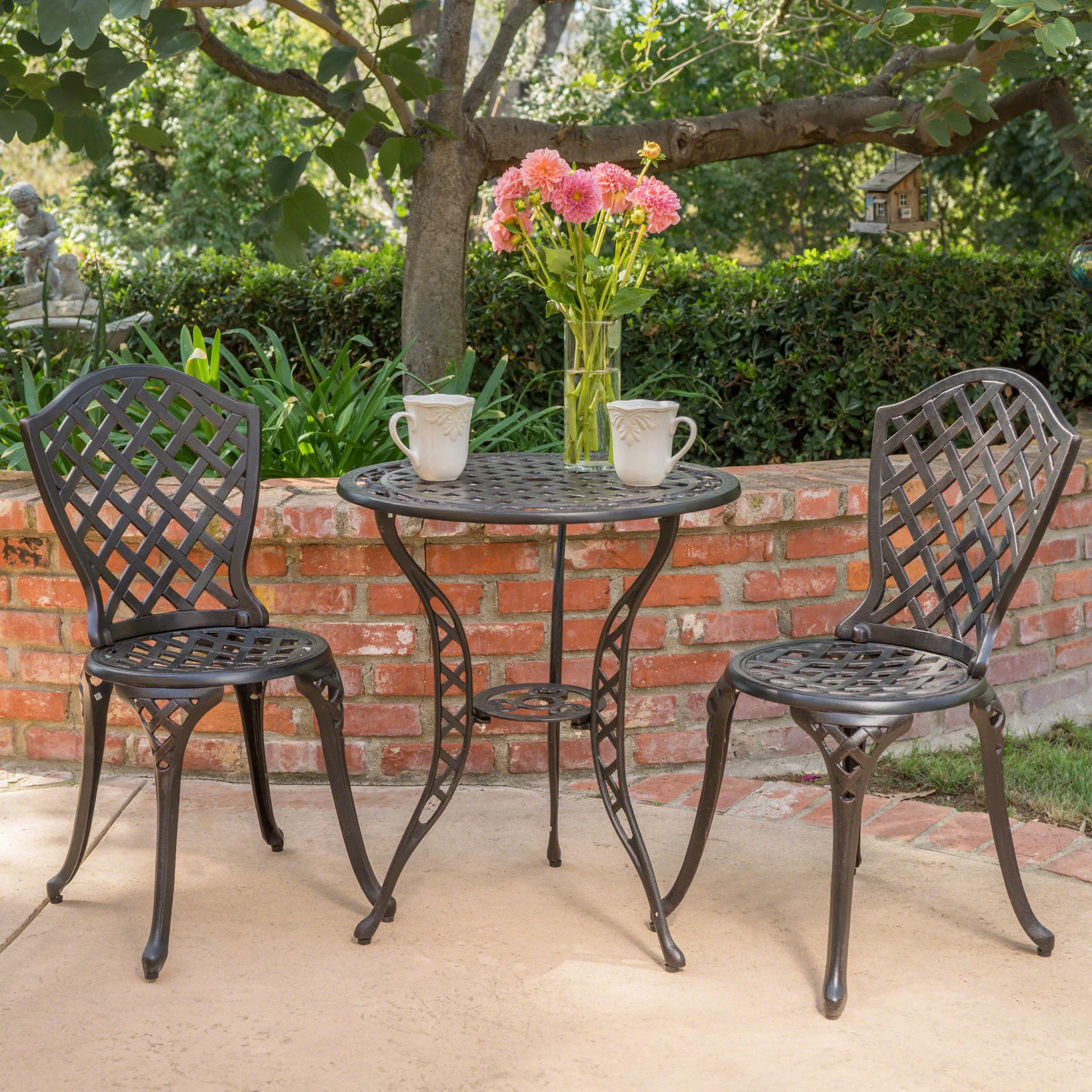 Bono Metal Bistro Set - Black - Image 8