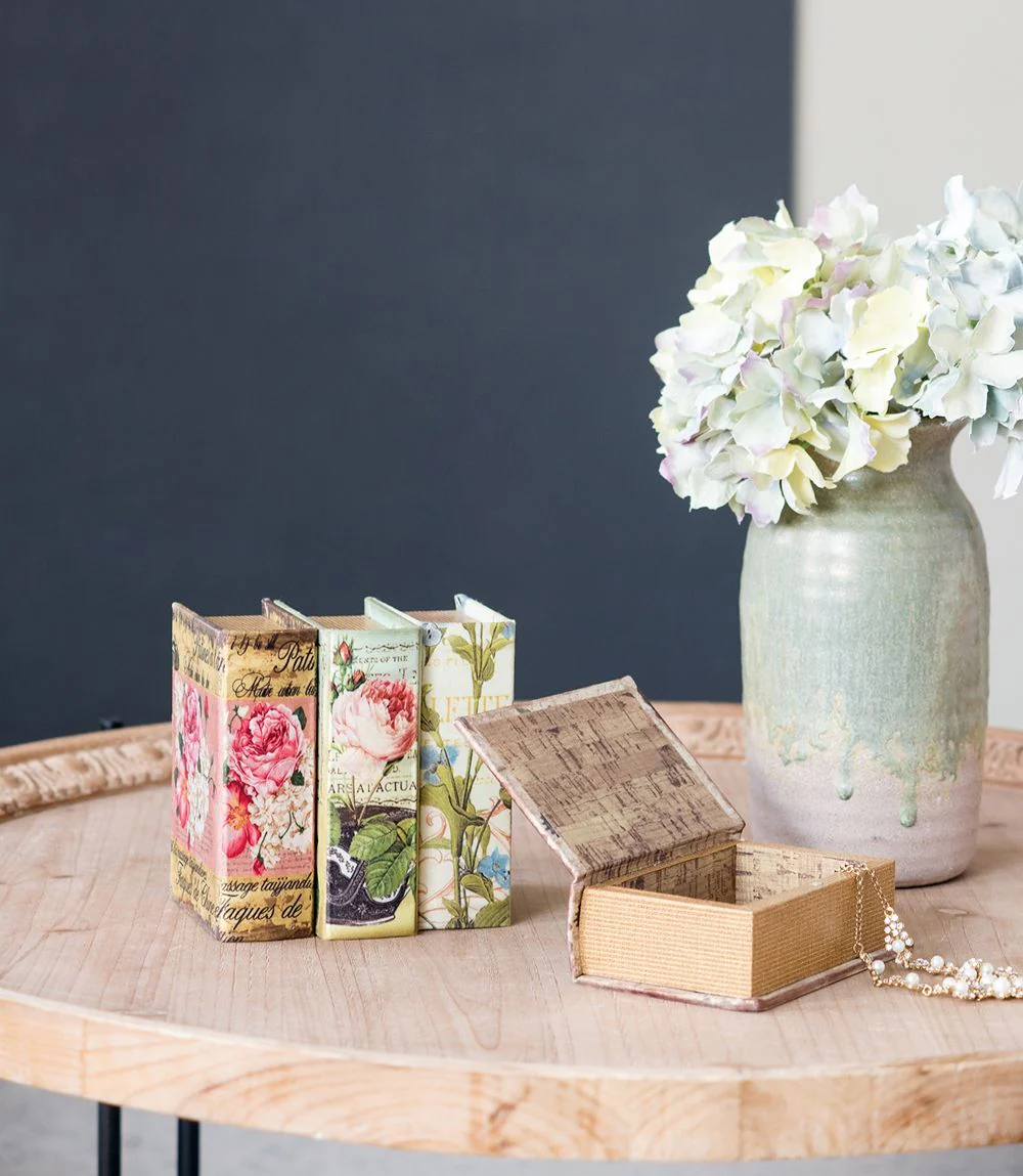 Book Boxes With Birds, Flowers, And Handwriting Design (Set of 4) - Multi - Image 3