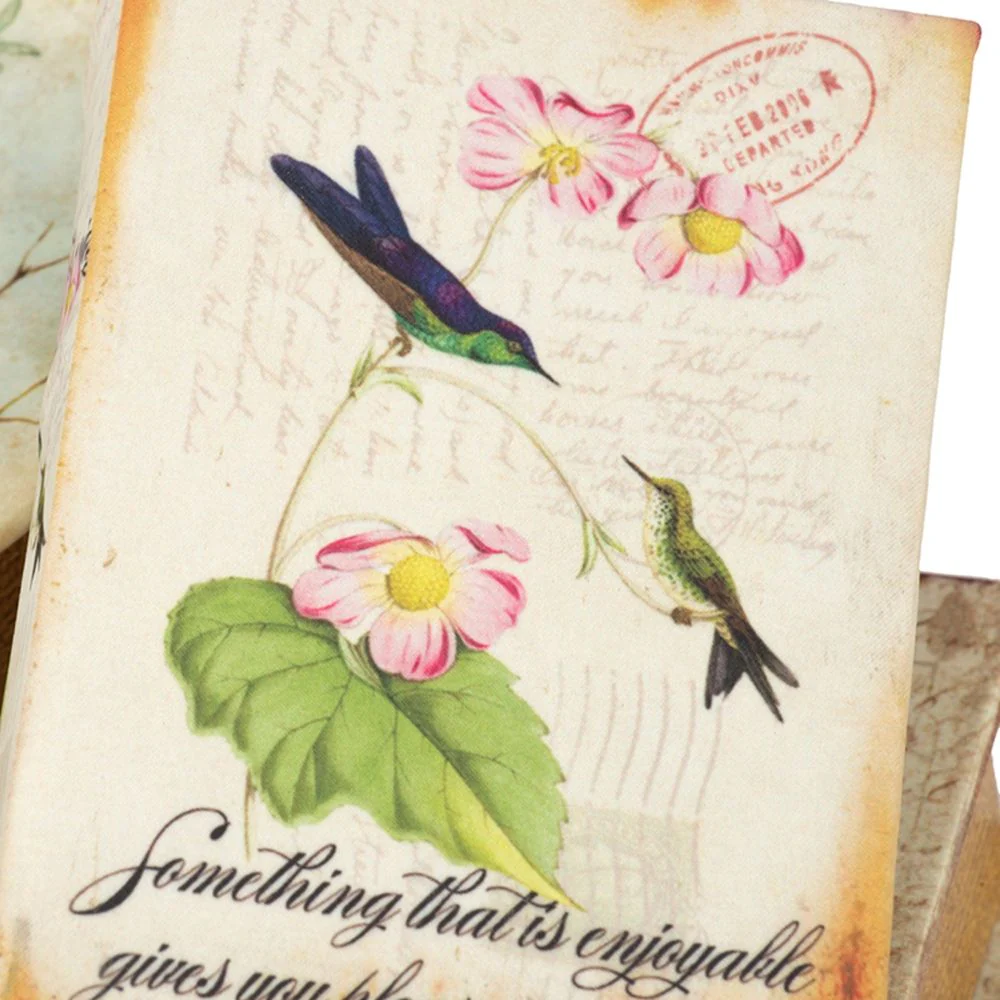 Book Boxes With Birds, Flowers, And Handwriting Design (Set of 4) - Multi - Image 5