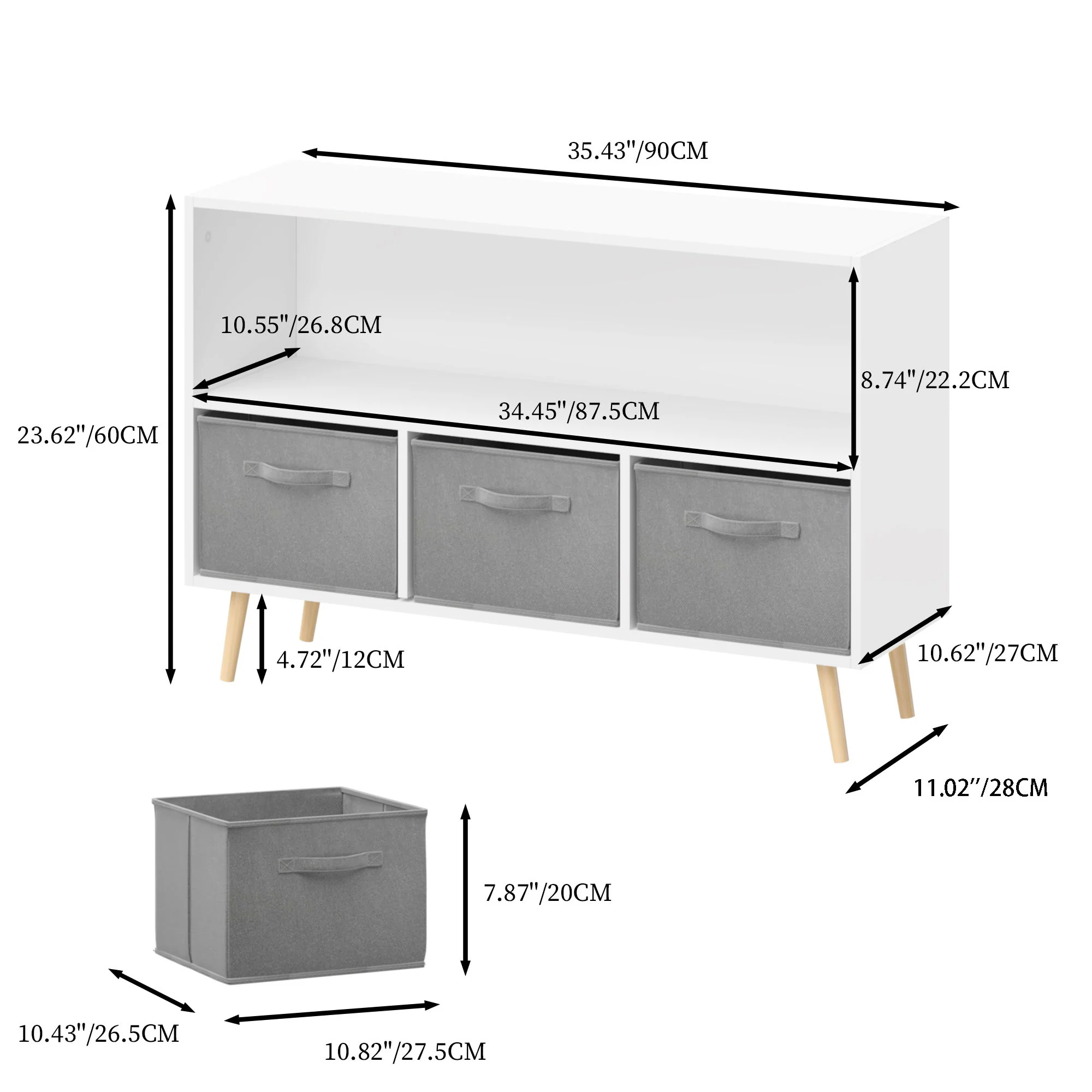 Bookcase With Collapsible Drawers, Book Display Organizer - Image 18