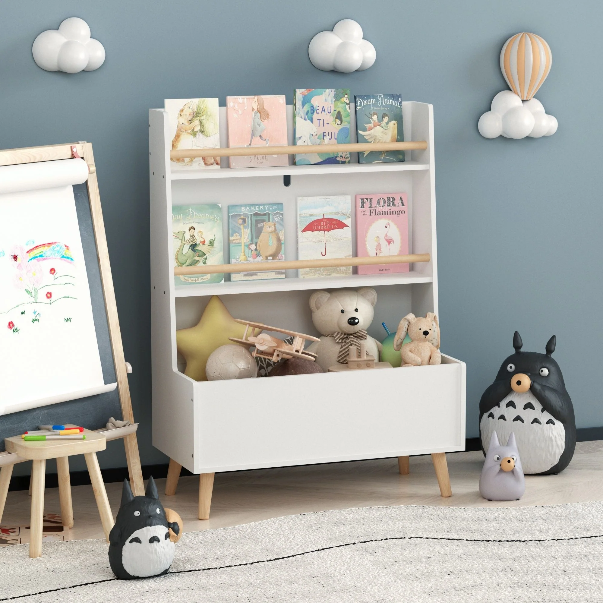 Bookshelf , Book Organizer With Toy Storage - White - Image 5