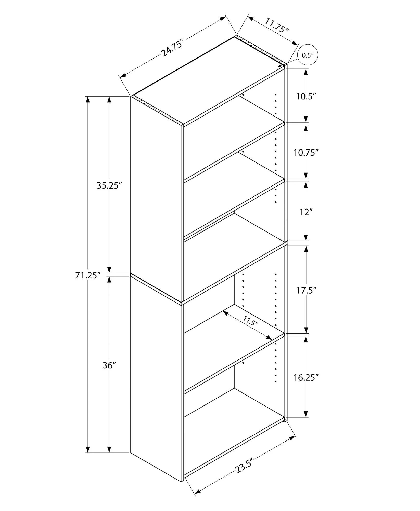 Bookshelf, Bookcase, 6 Tier, For Office, Transitional - Image 14