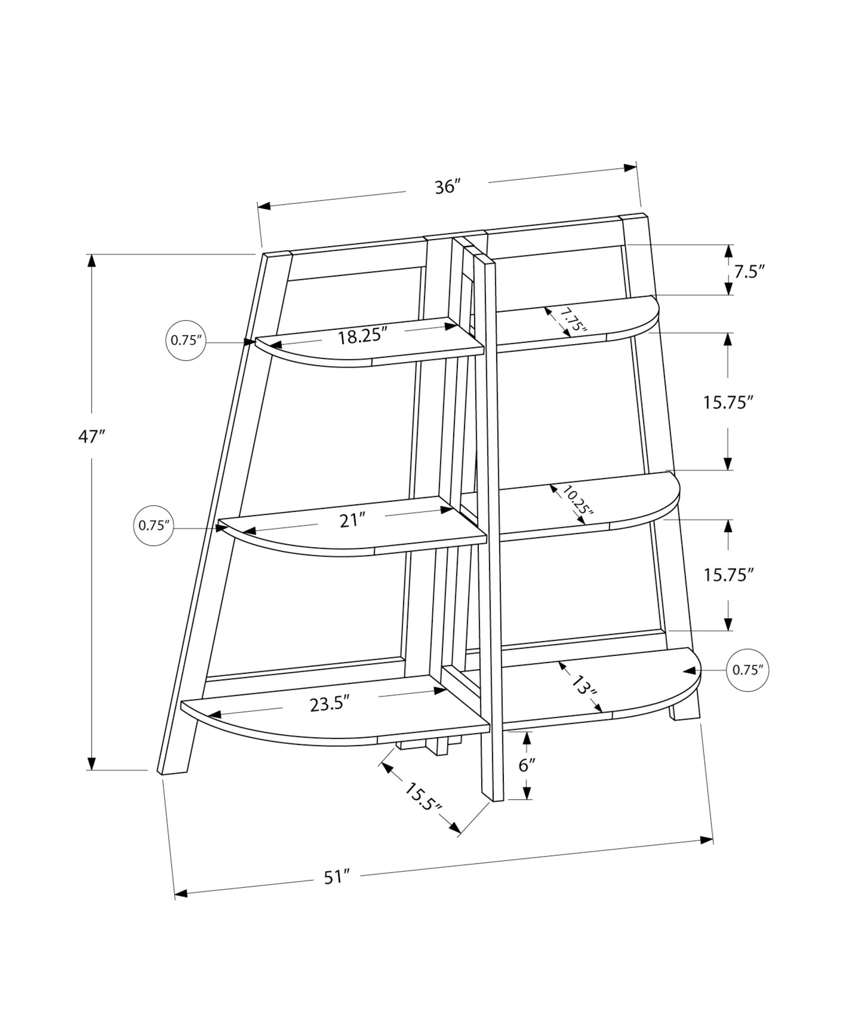 Bookshelf, Bookcase, Etagere, 3 Tier, For Office, Contemporary & Modern - Image 7