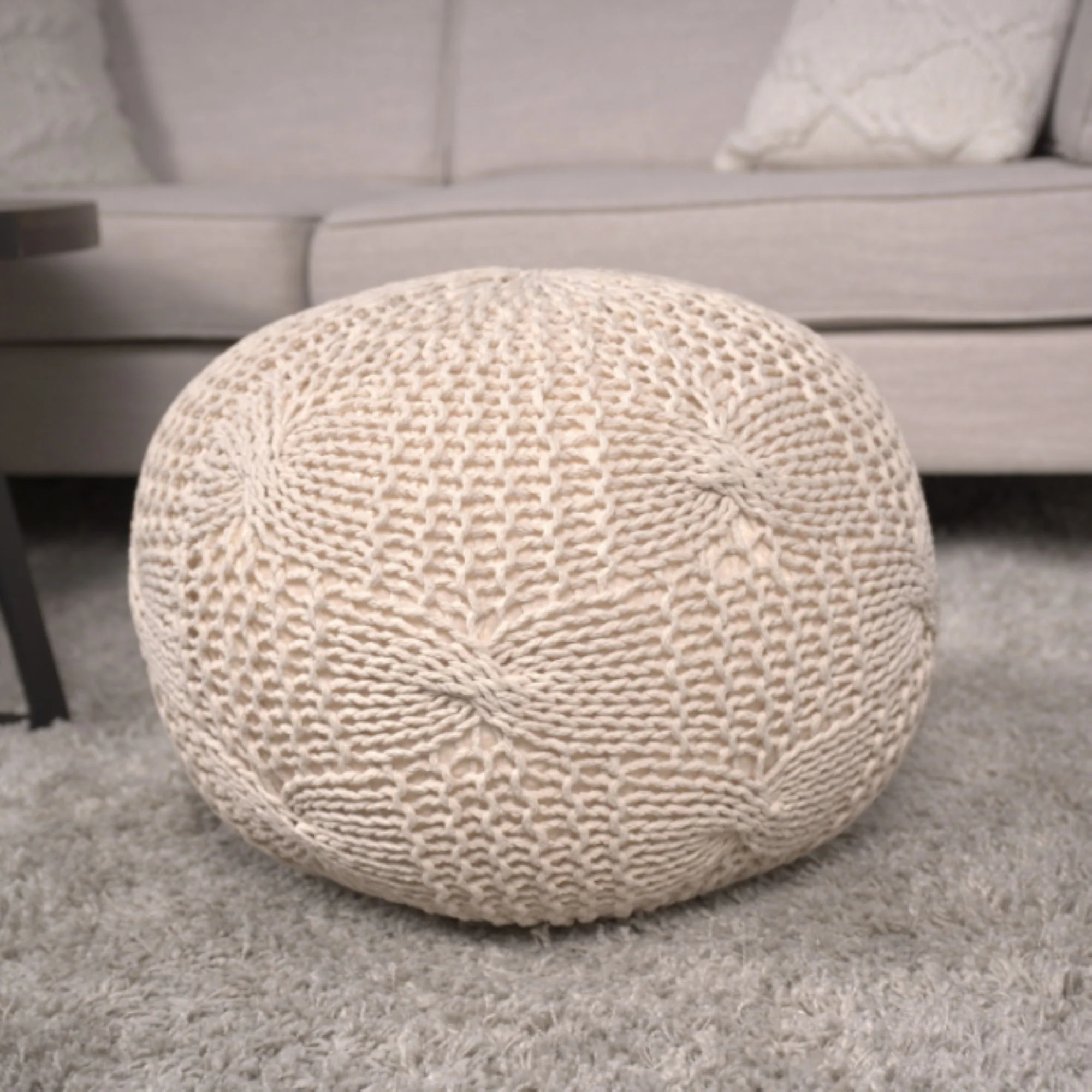 Bordeaux - Knitted Round Pouf - Image 4