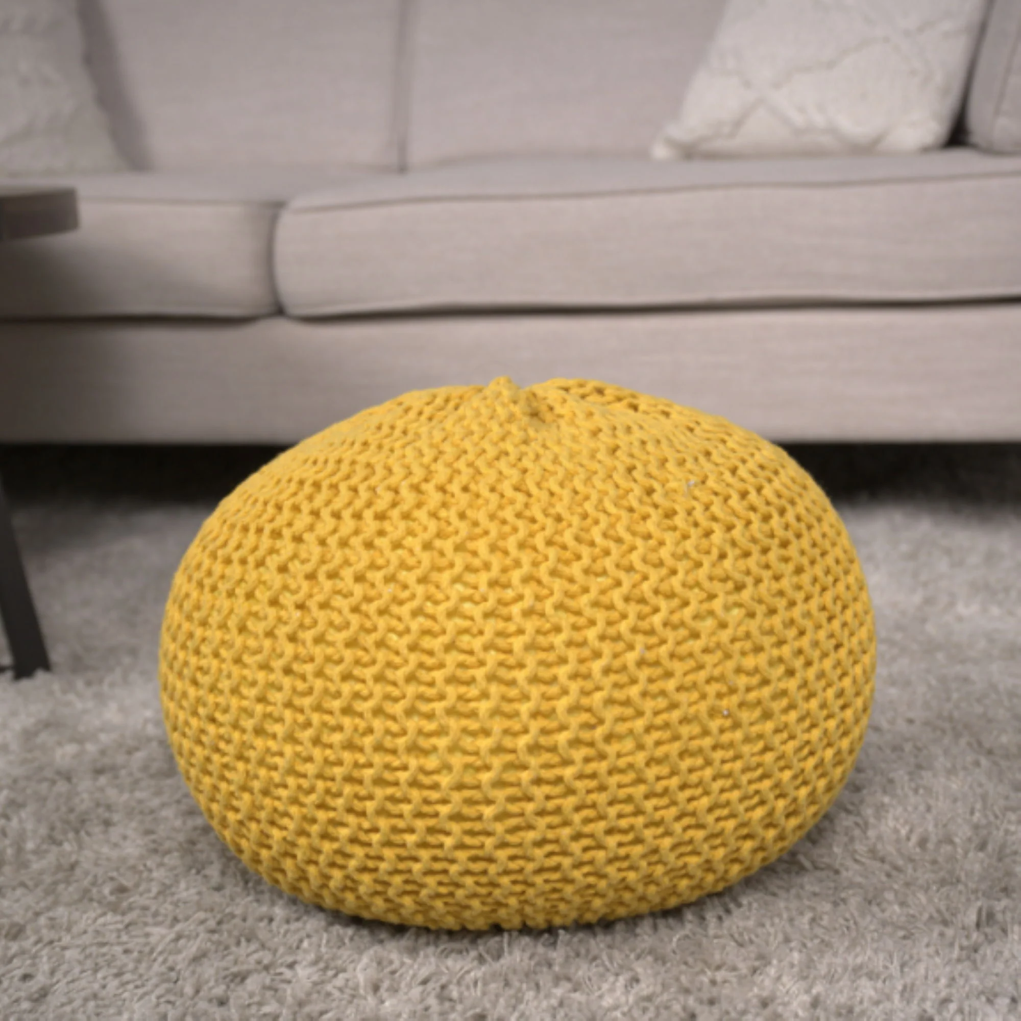 Bordeaux - Knitted Round Pouf, Versatile Ottoman And Floor Cushion - Image 11
