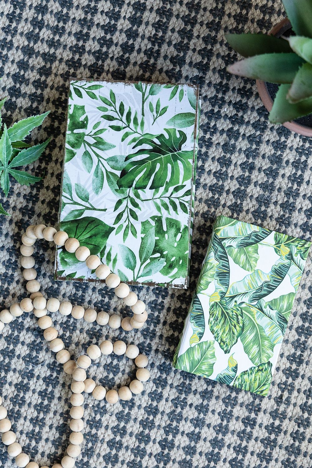 Botanical And Book Boxes (Set of 2) - White / Green - Image 2