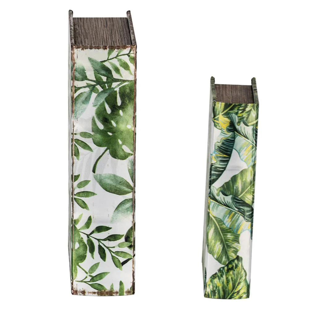 Botanical And Book Boxes (Set of 2) - White / Green - Image 5