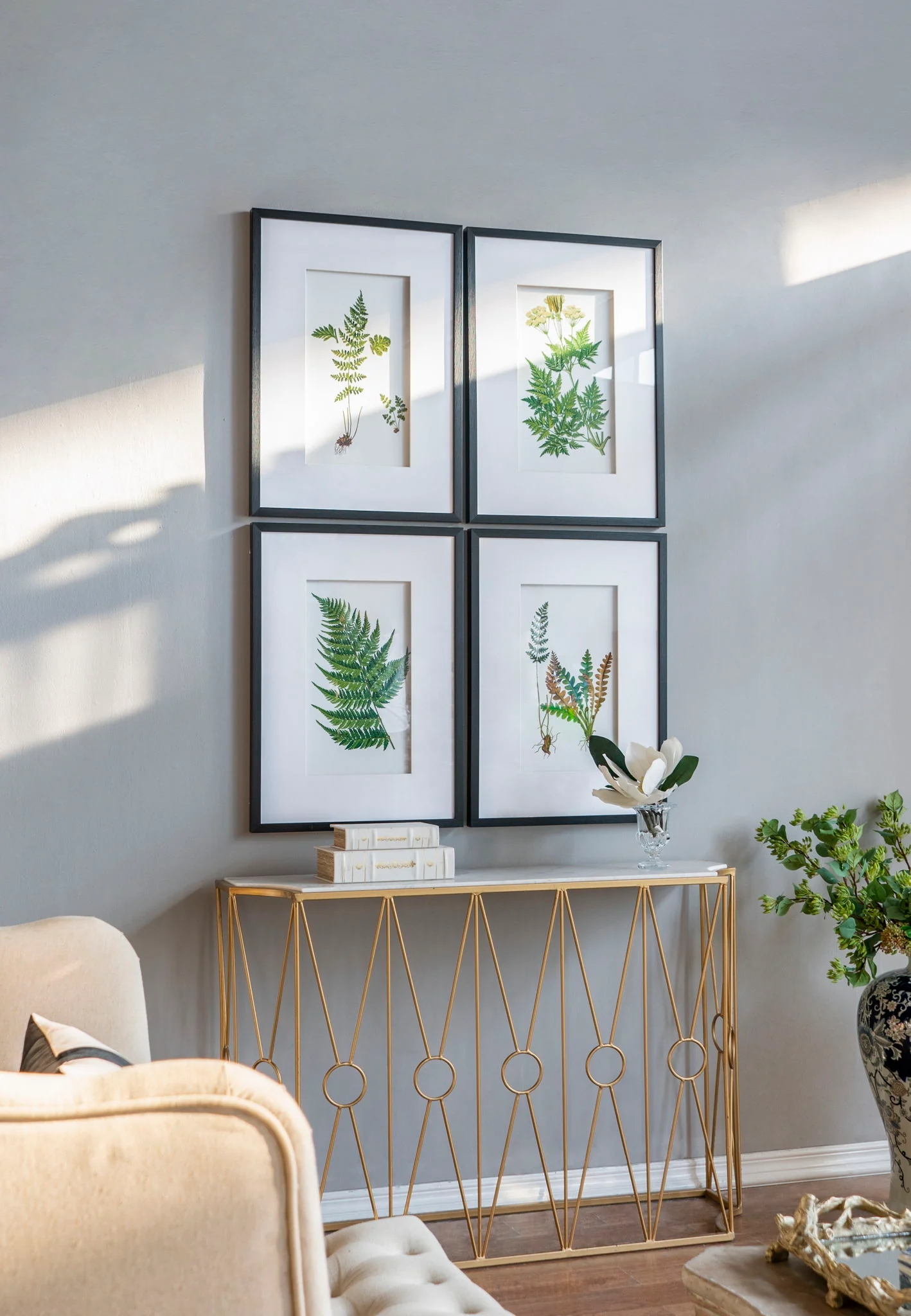 Botanical And Fern Wall Art, Wall Decor For Living Room Dining Room Entryway (Set of 4) - White / Black - Image 2