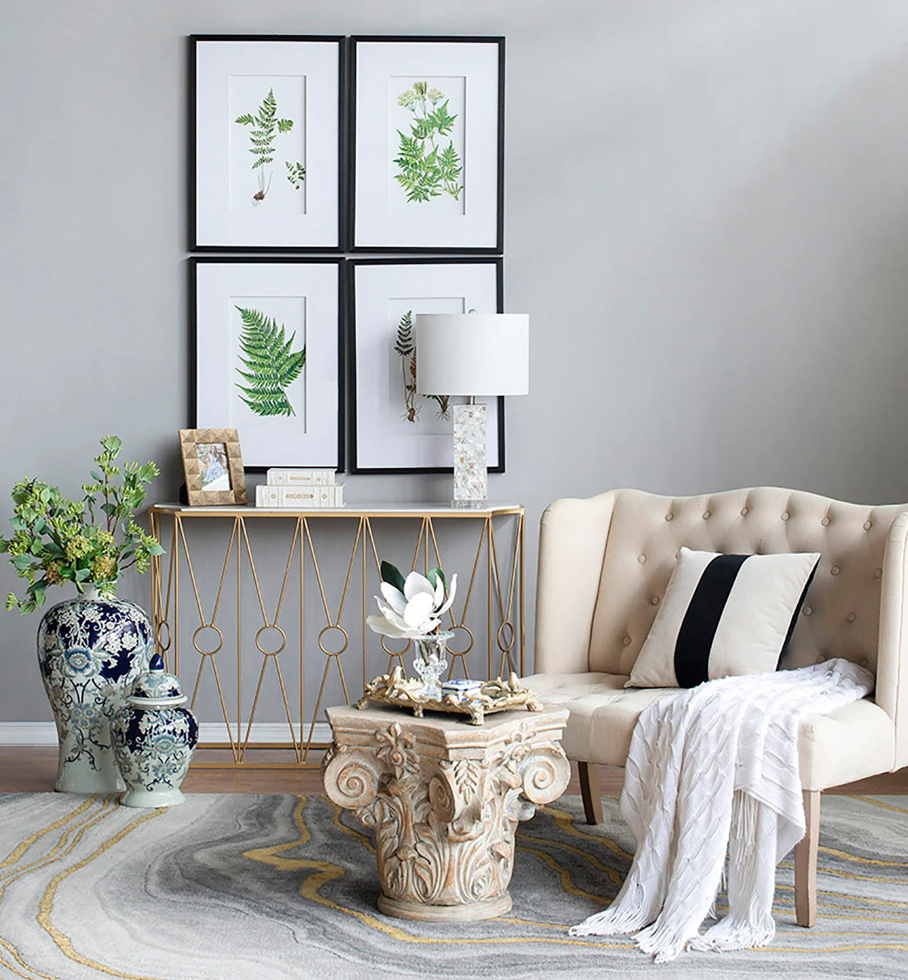 Botanical And Fern Wall Art, Wall Decor For Living Room Dining Room Entryway (Set of 4) - White / Black - Image 5