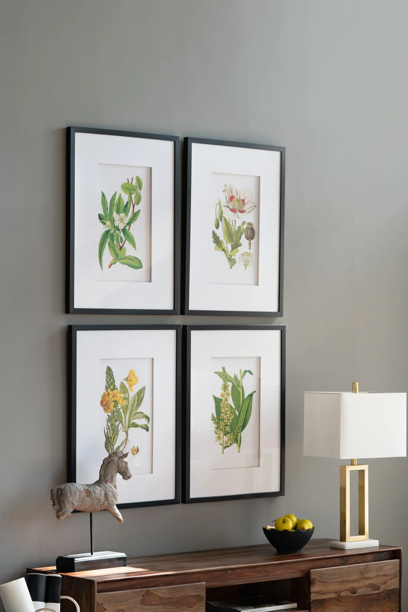 Botanical Flower Wall Art, Home Decor For Living Room Dining Room, Bedroom, Hallway (Set of 4) - White / Blue - Image 4