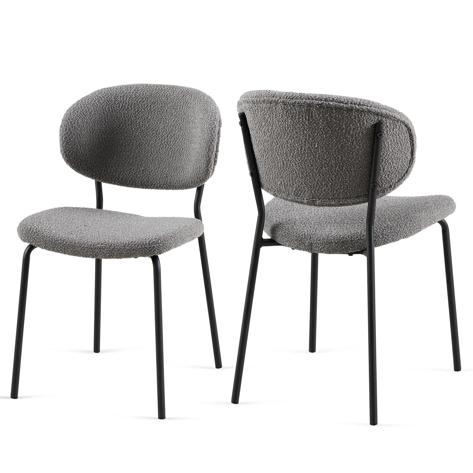 Boucle Dining Chairs, Dining Chairs With Metal Legs For Dining Room, Kitchen, Living Room - Image 2