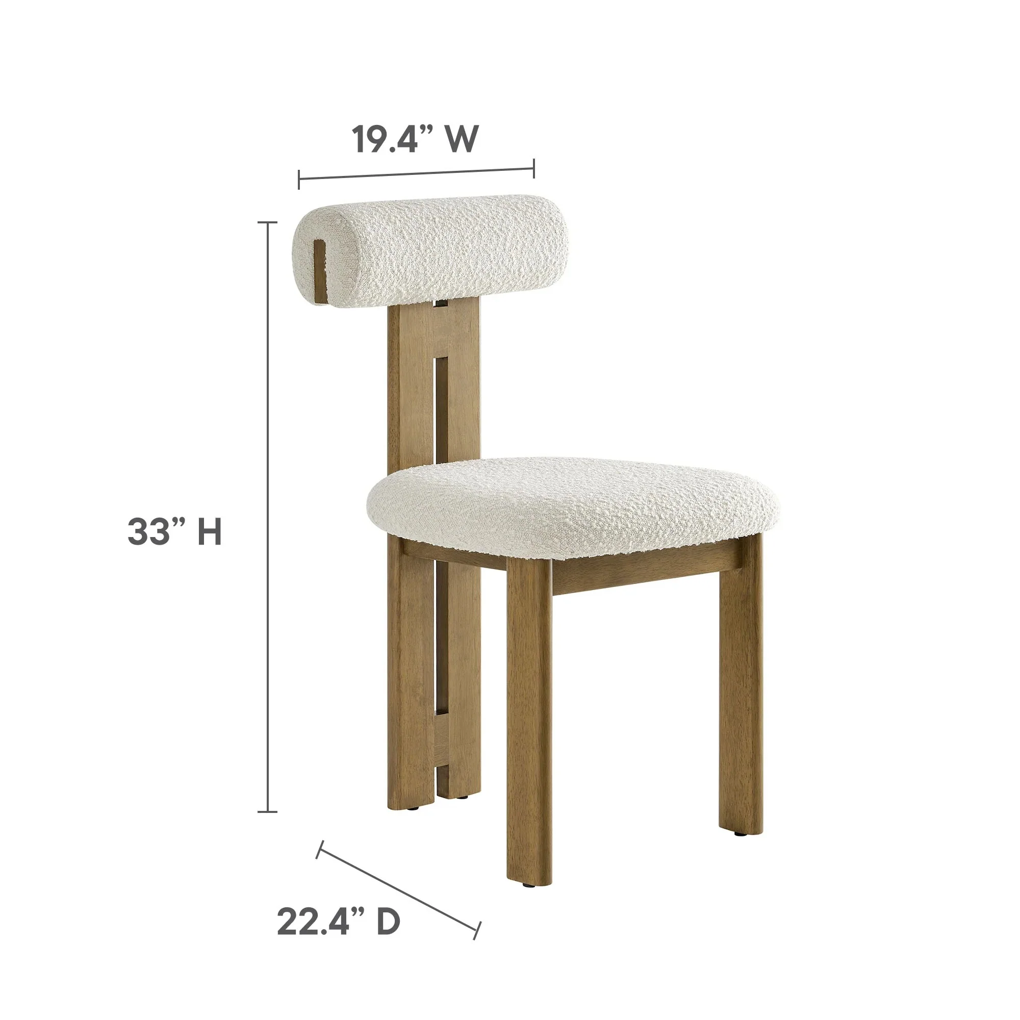Boucle Fabric 3-Leg Dining Chair Set of 2 - Image 15