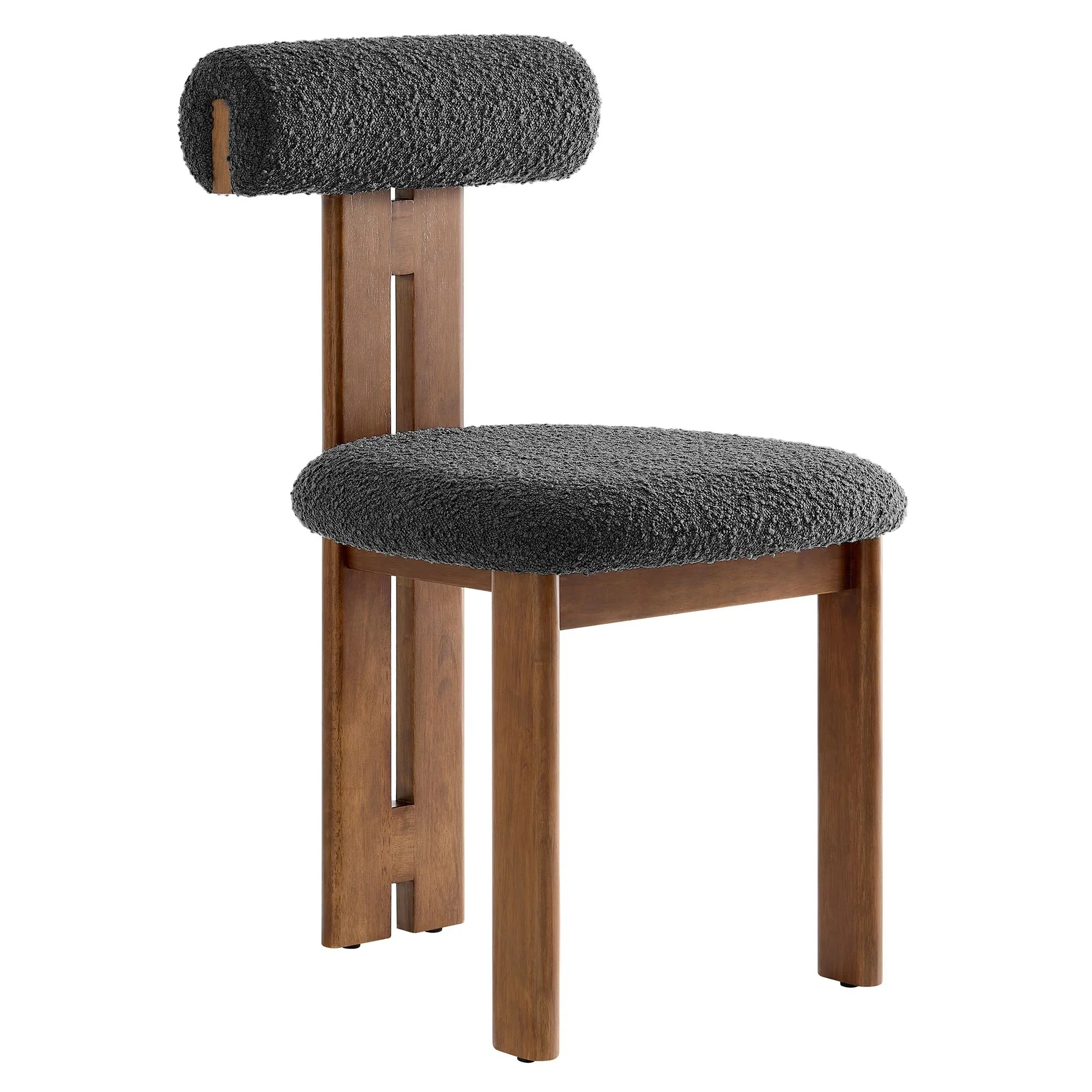 Boucle Fabric 3-Leg Dining Chair Set of 2 - Image 2