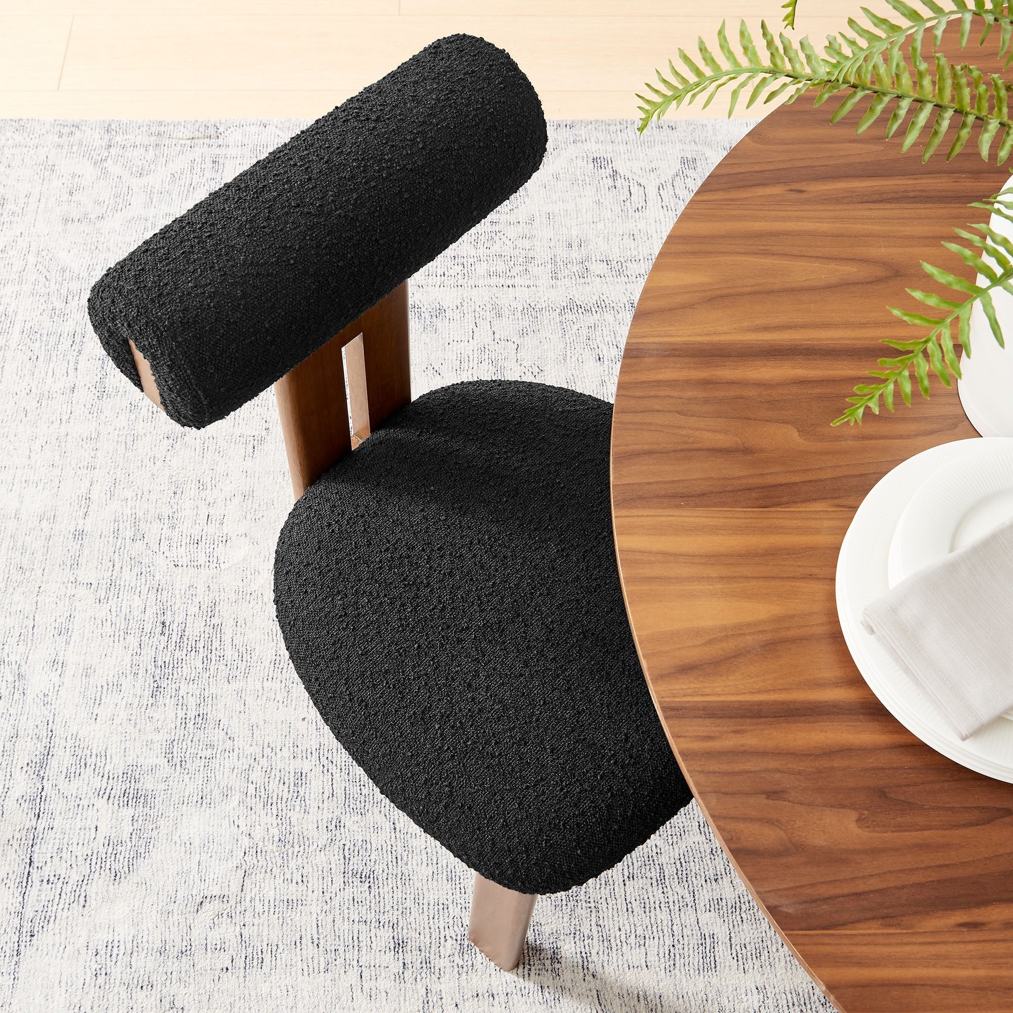 Boucle Fabric 3-Leg Dining Chair Set of 2 - Image 23
