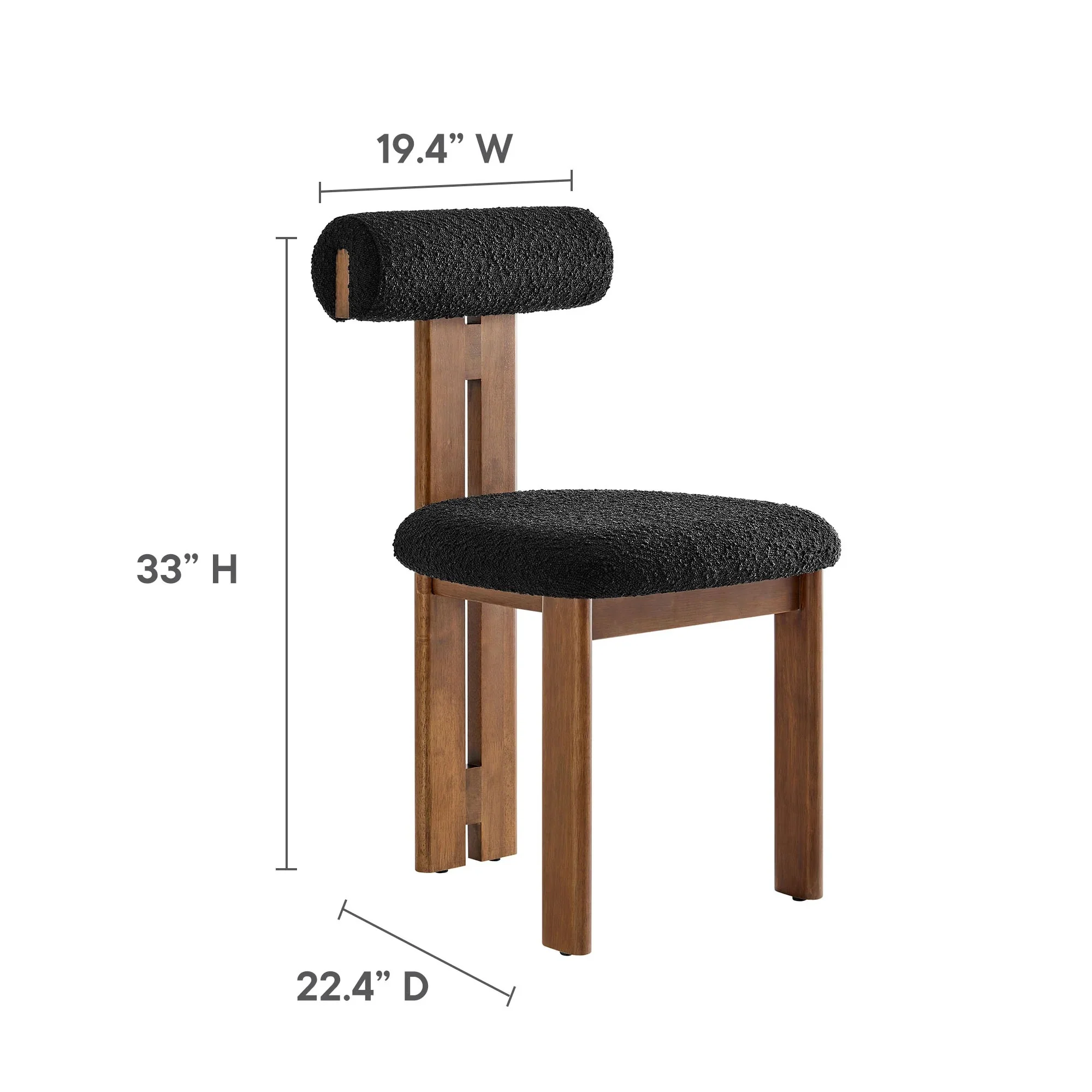 Boucle Fabric 3-Leg Dining Chair Set of 2 - Image 25