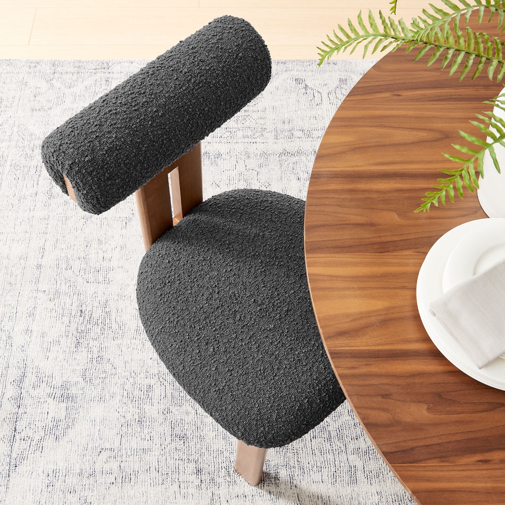 Boucle Fabric 3-Leg Dining Chair Set of 2 - Image 5