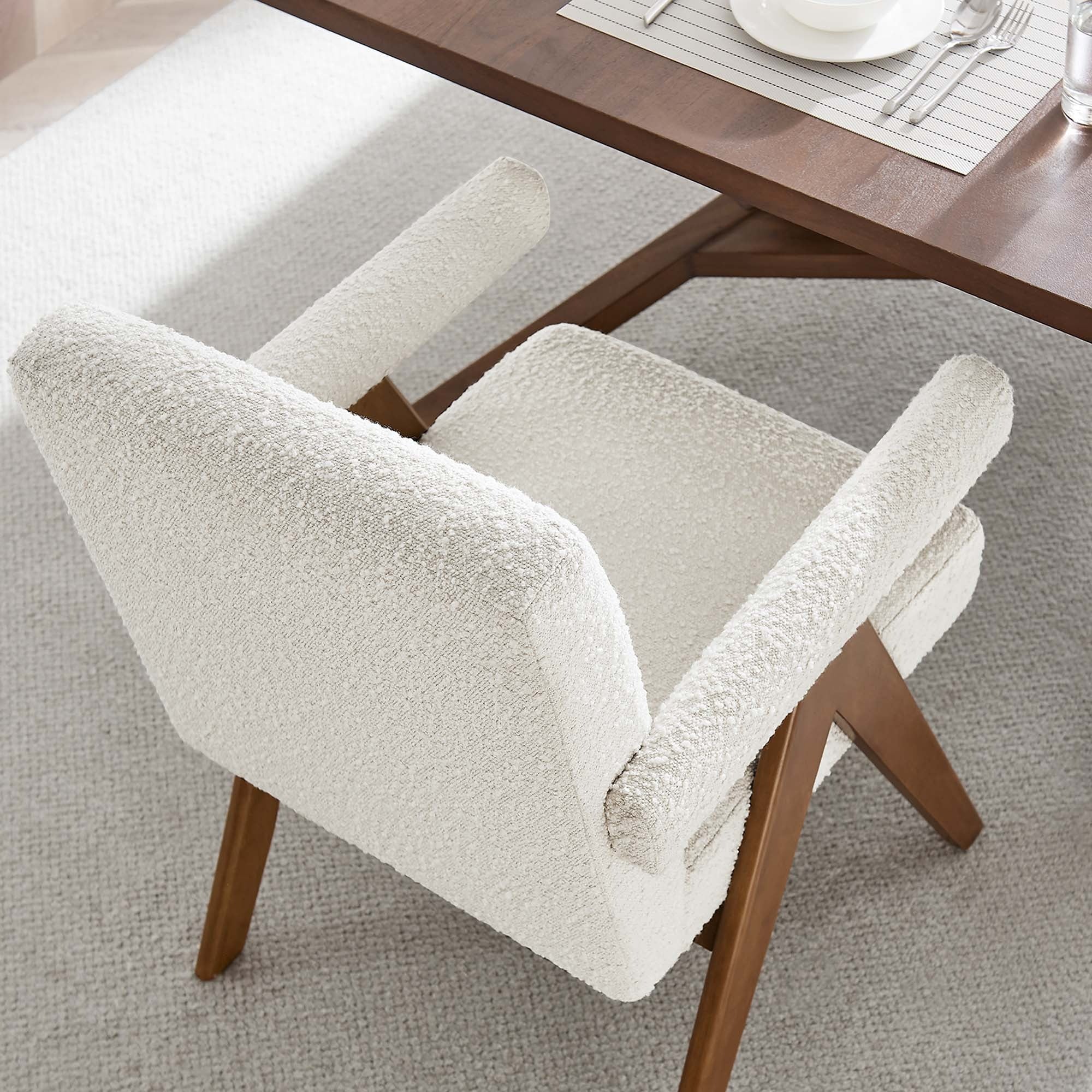 Boucle Fabric Dining Room Chairs Set of 2 - Image 7
