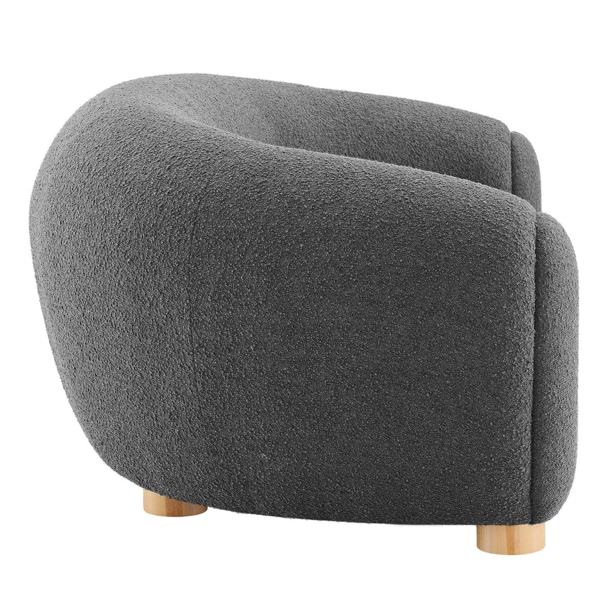 Boucle Upholstered Fabric Sofa with French Piping in Gray - Image 4