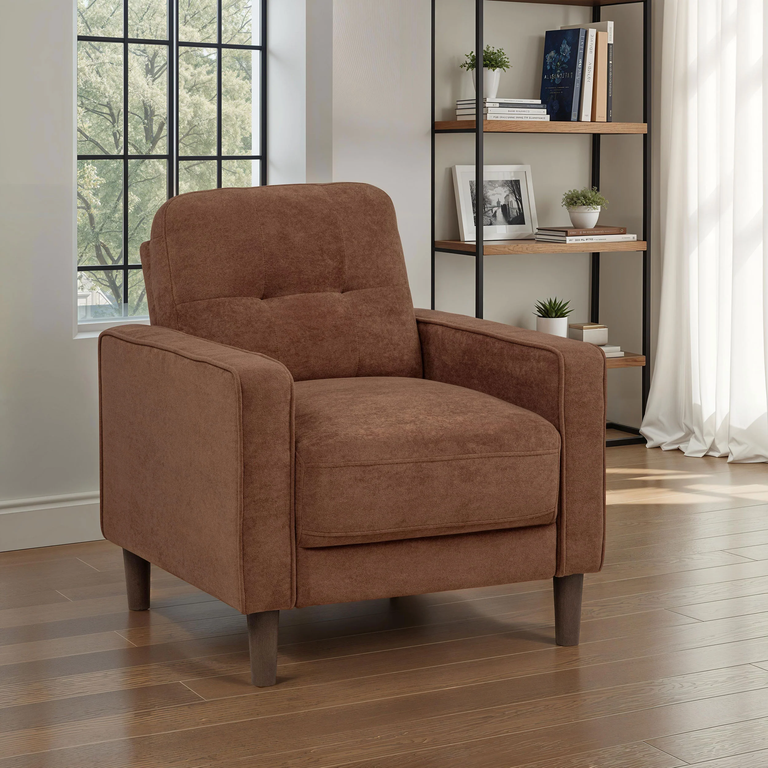 Bowen II Fabric Upholstered Track Arm Accent Chair - Rust - Image 4