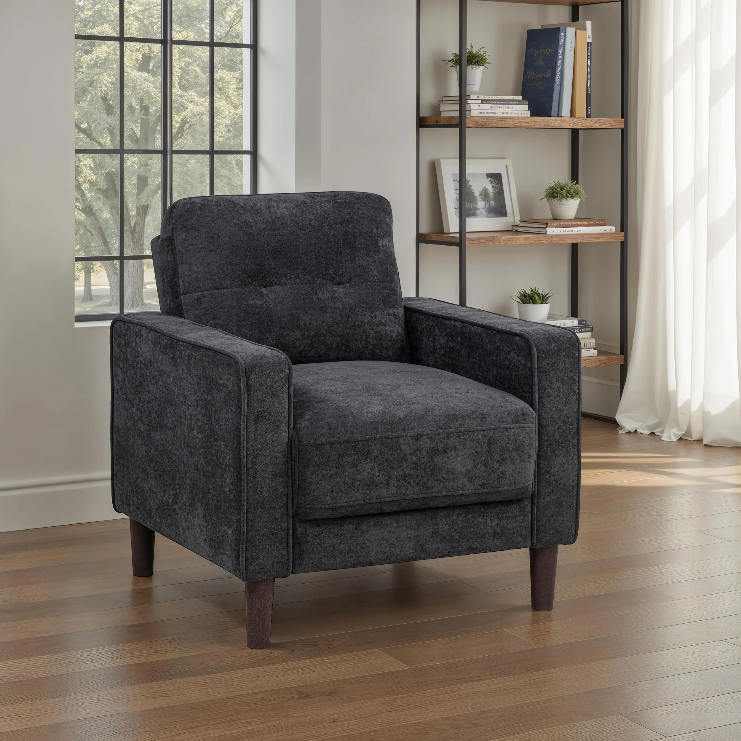 Bowen II Fabric Upholstered Track Arm Chair Steel Grey - Image 3