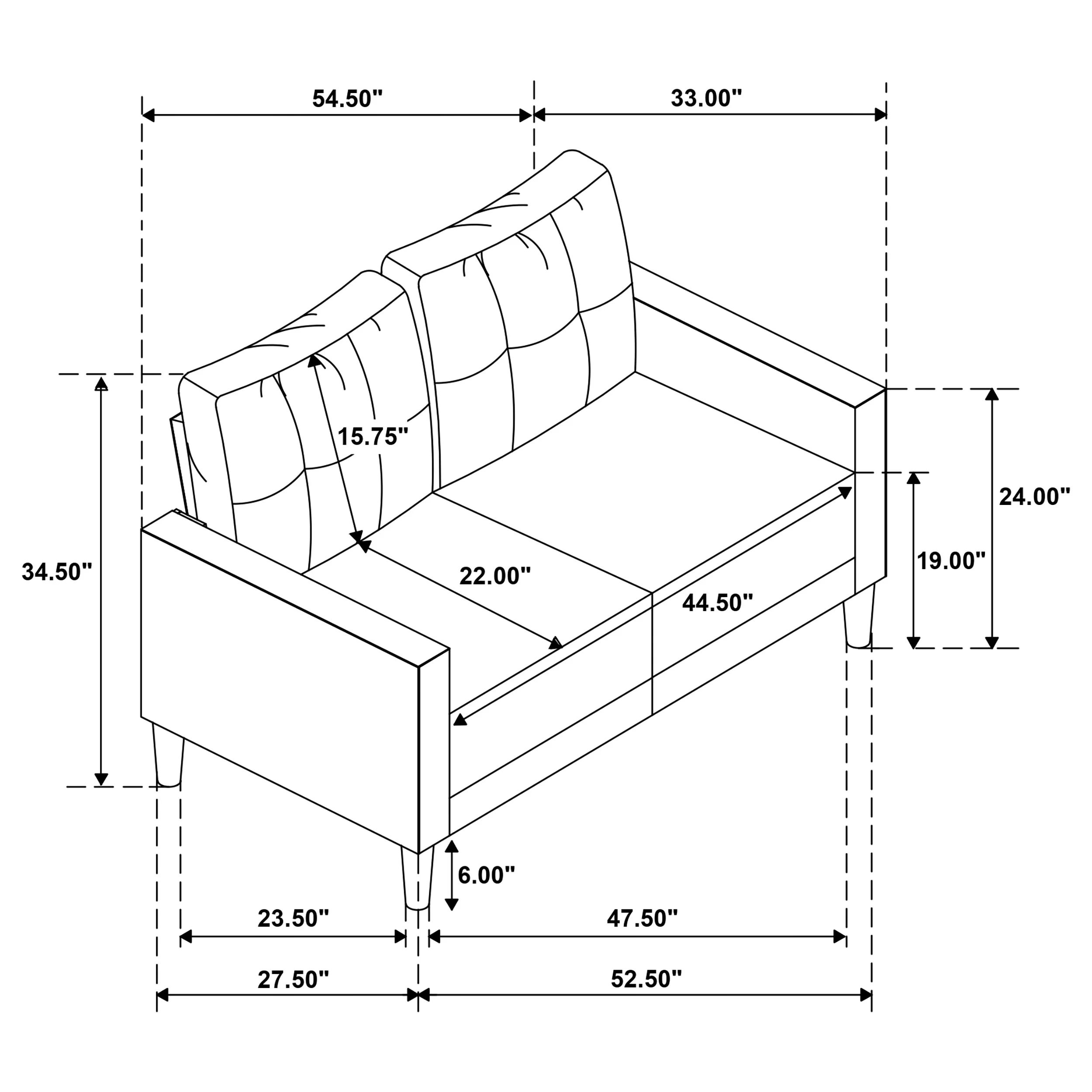 Bowen II Fabric Upholstered Track Arm Loveseat Steel Grey - Image 11