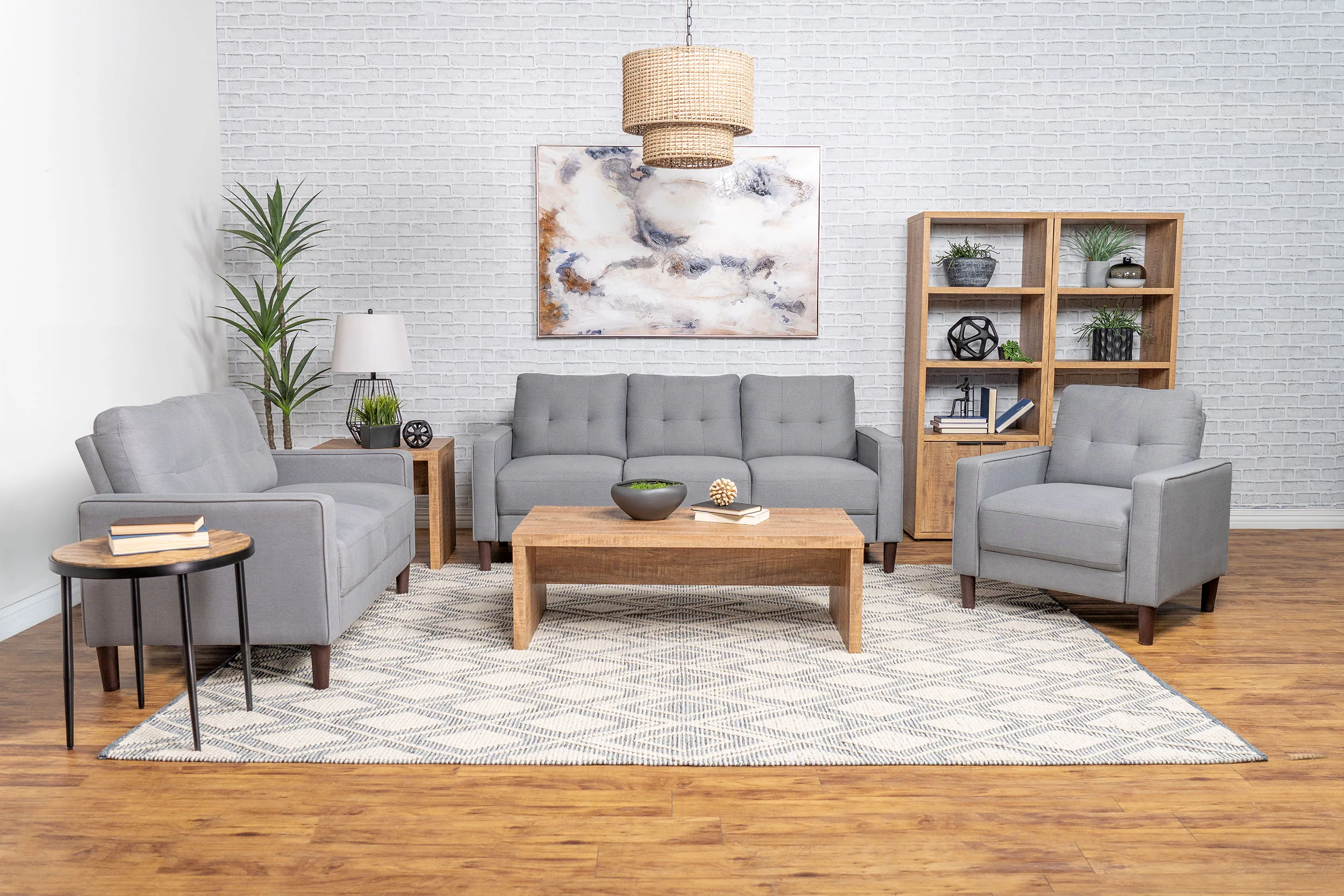 Bowen Upholstered Track Arm Tufted Accent Chair, Grey - Image 11