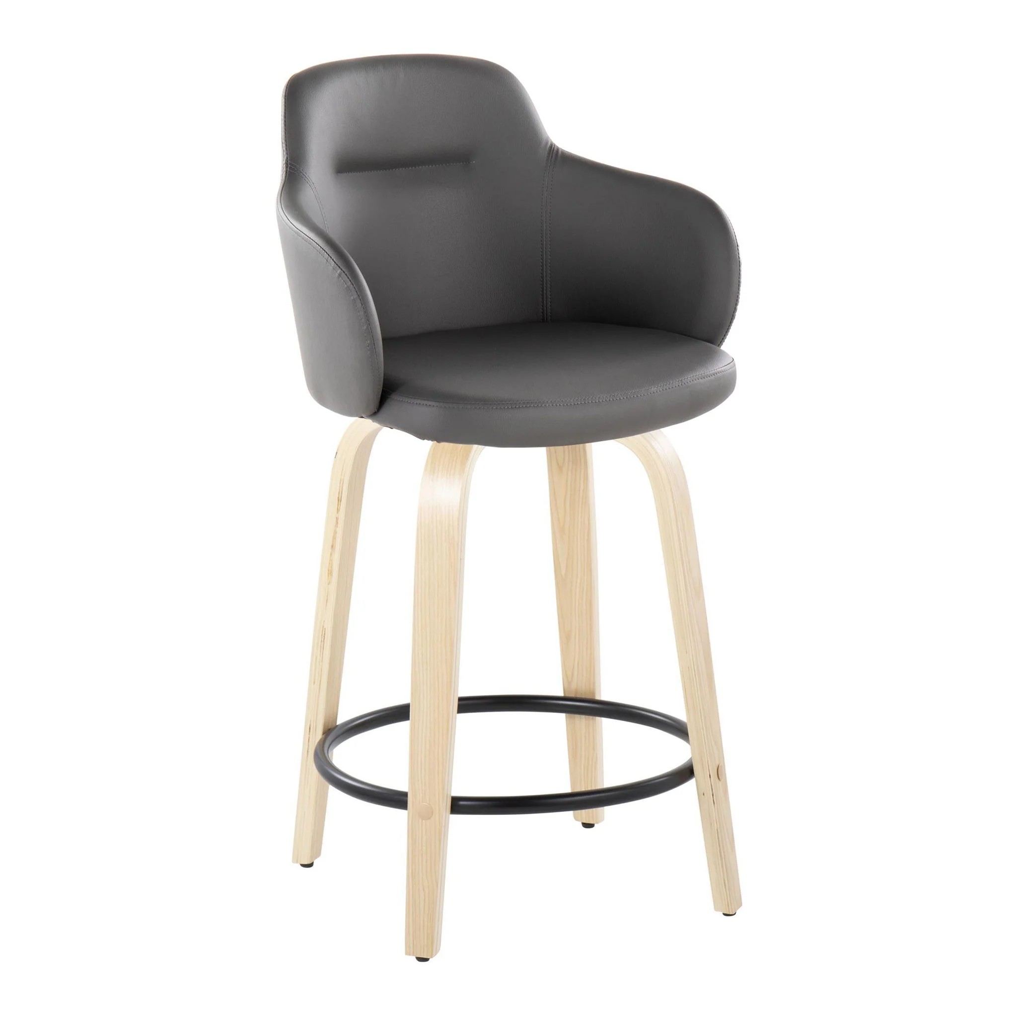 Boyne - Contemporary Fixed Height Counter Stool With Swivel (Set of 2) Round Footrest - Image 3