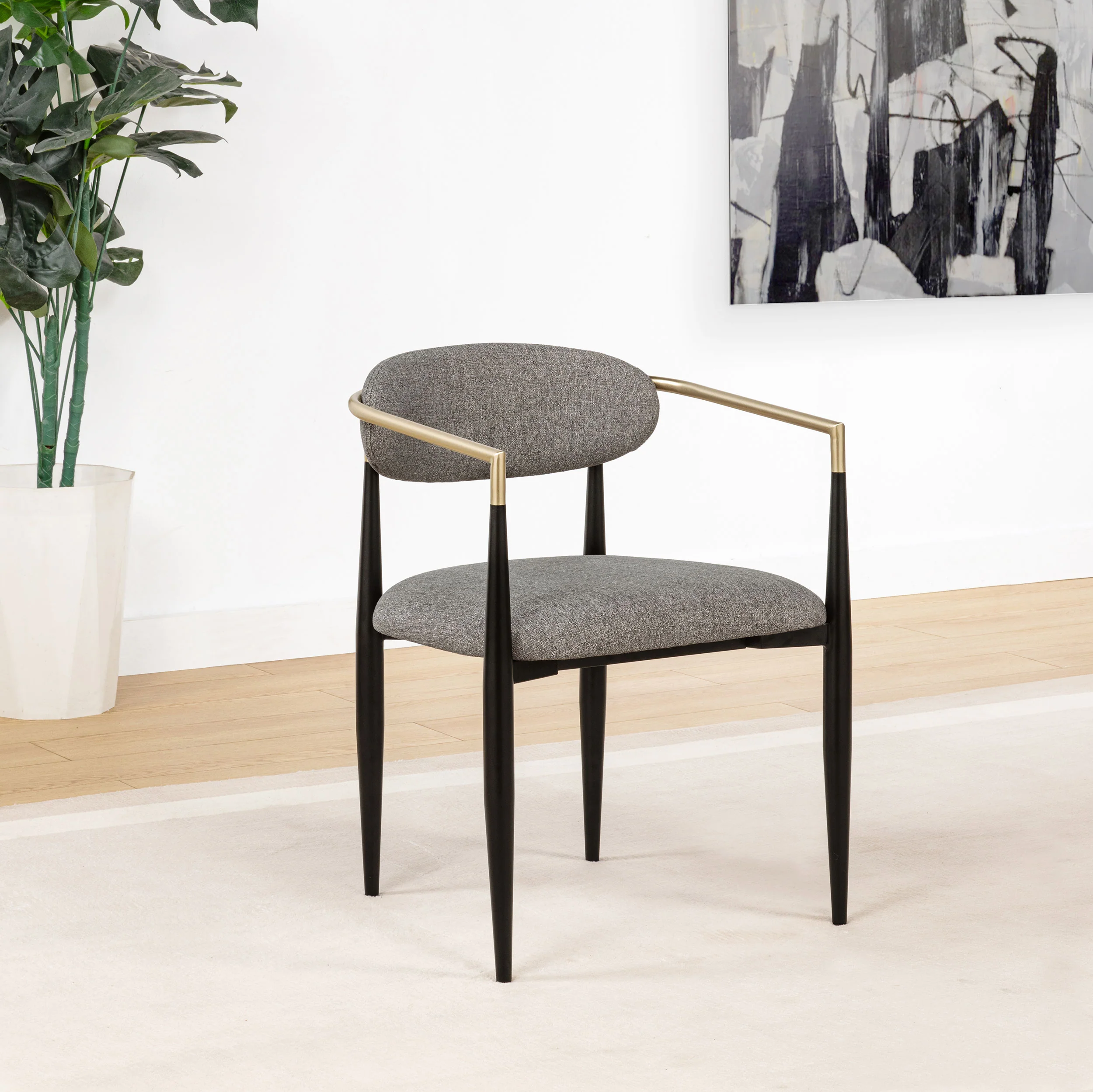 Bradbury Grey Fabric Dining Arm Chair Set of 2 - Image 5